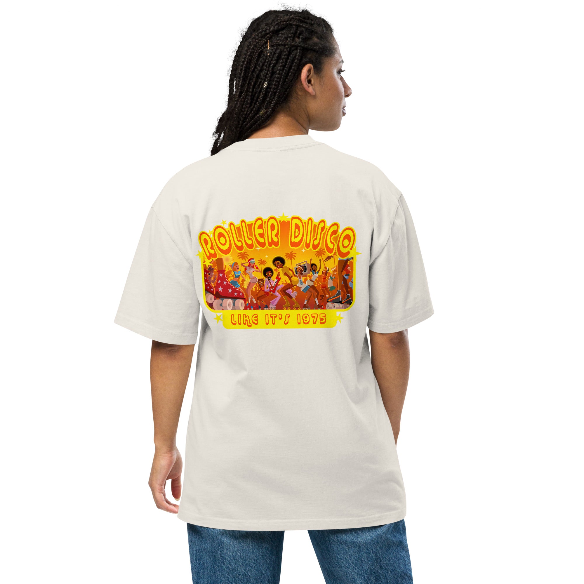 T-shirt oversize épais en coton Roller Disco (face & dos)