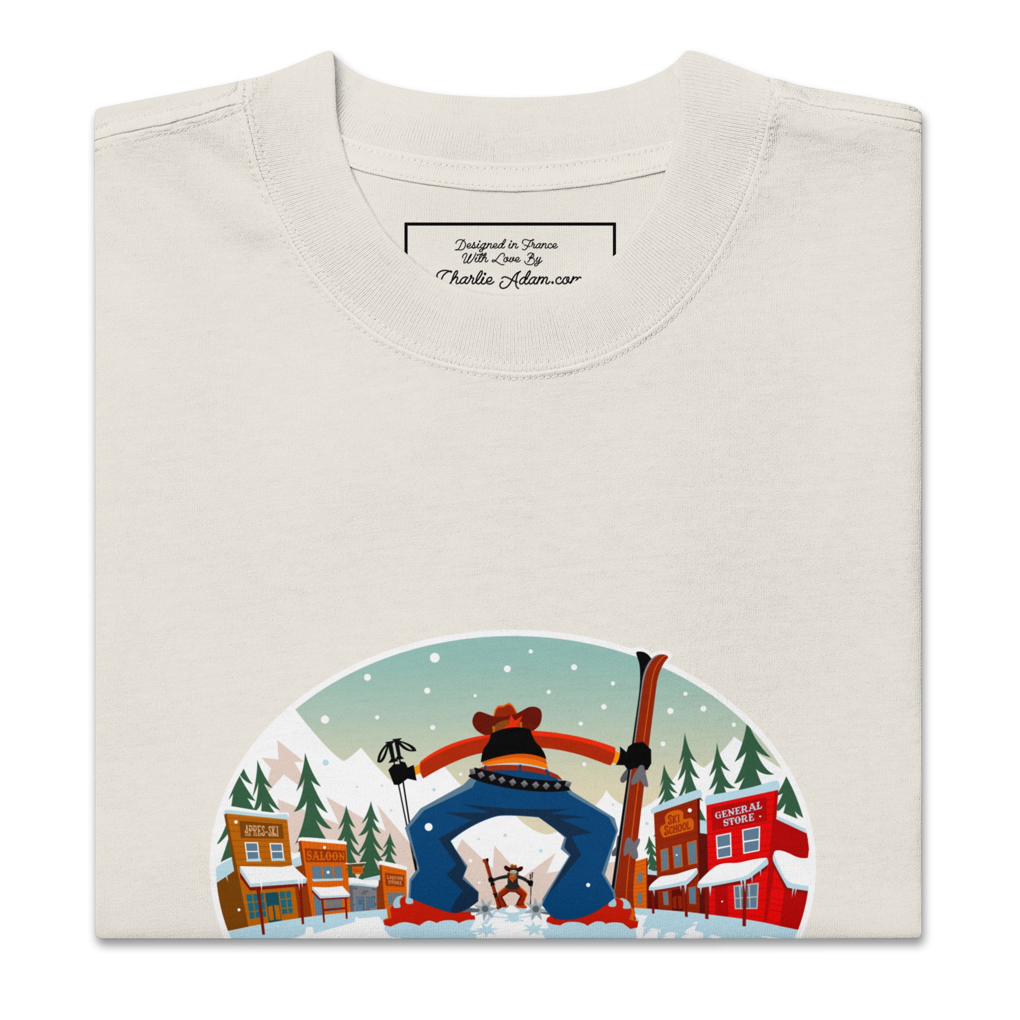 T-shirt oversize épais en cotton Ski Fight at OK Corral