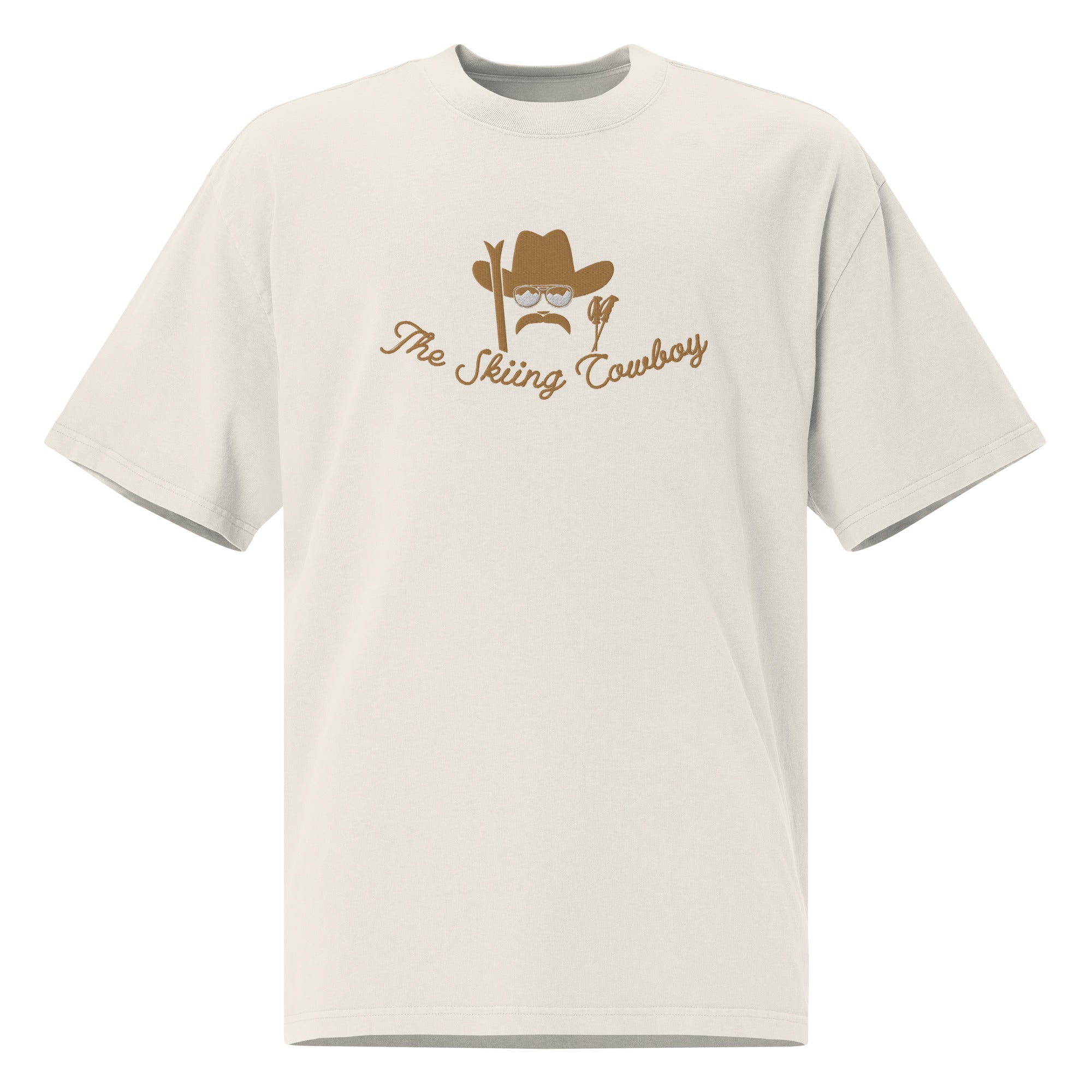 T-shirt oversize épais en coton The Skiing Cowboy brodé Old Gold