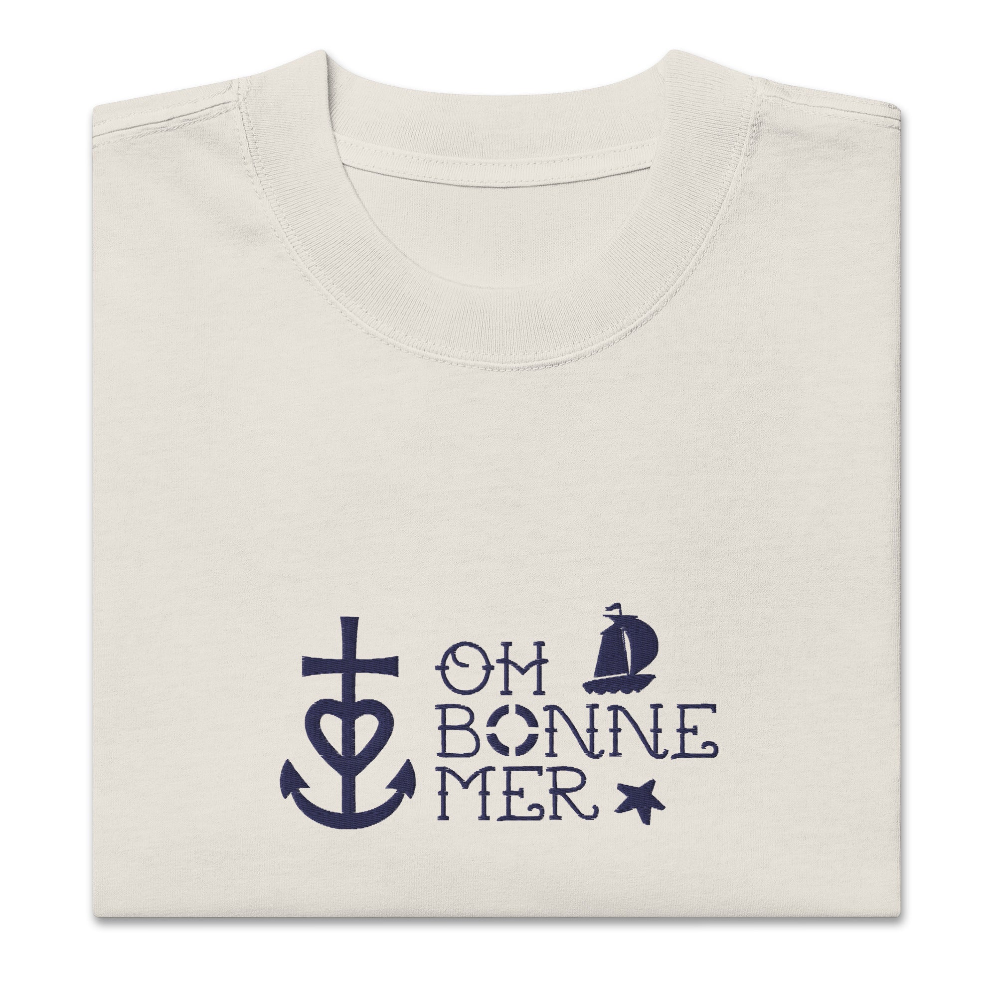 T-shirt oversize épais en coton Oh Bonne Mer 2 navy brodé