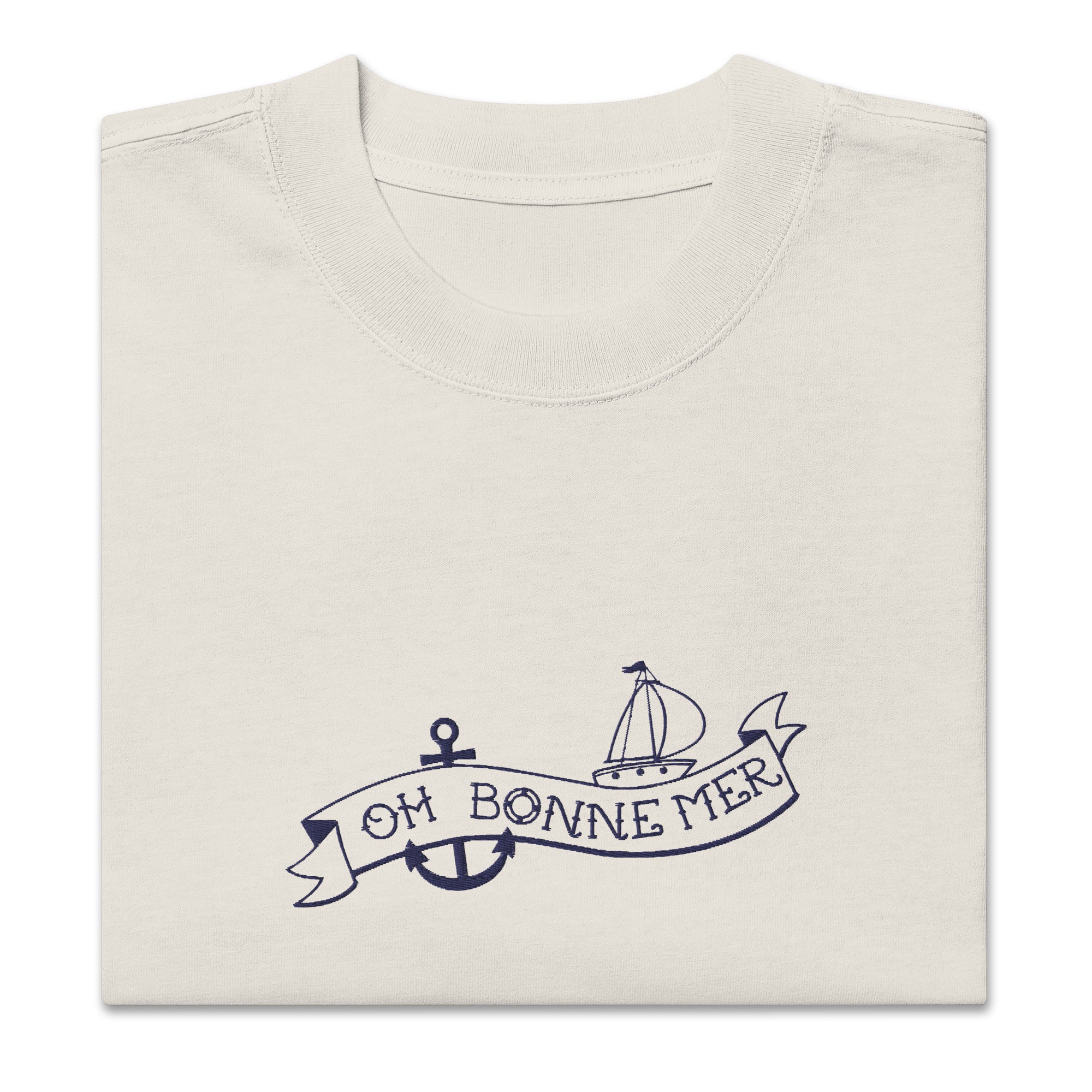 T-shirt oversize épais en coton Oh Bonne Mer Tattoo navy brodé