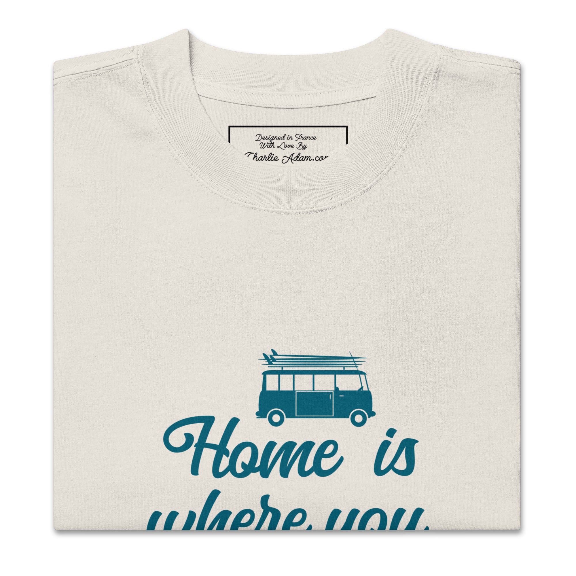 T-shirt oversize épais en coton Blue Surf Combi Home is where you park it