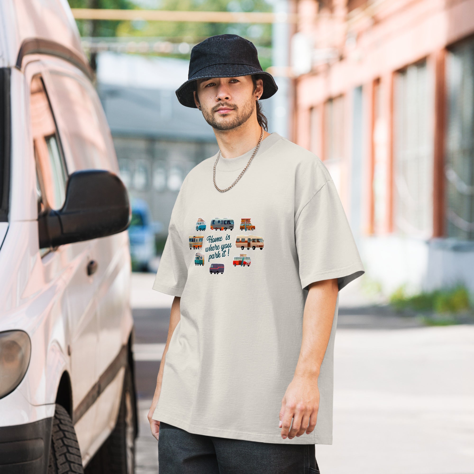 T-shirt oversize épais en coton Square Vintage Campers