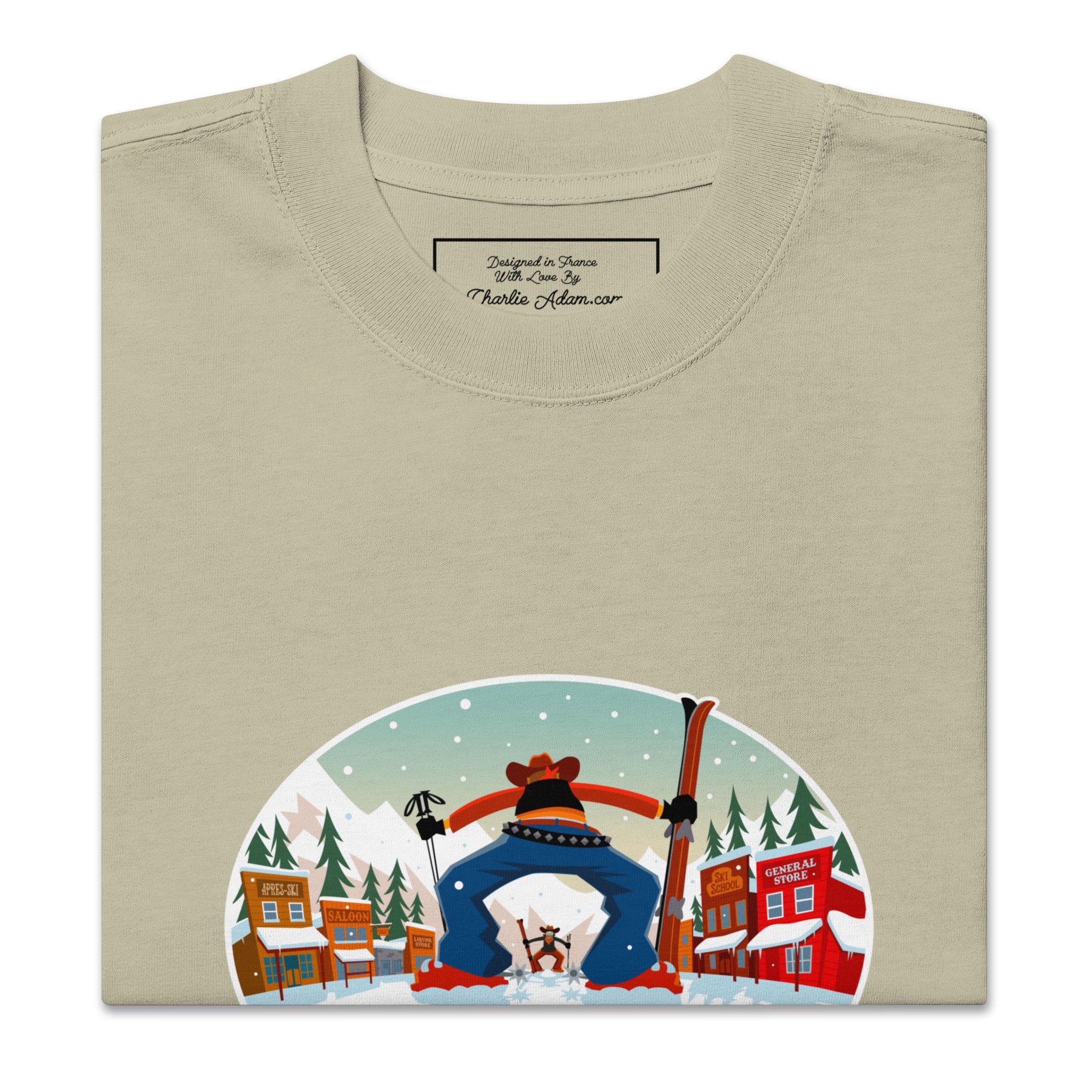 T-shirt oversize épais en cotton Ski Fight at OK Corral