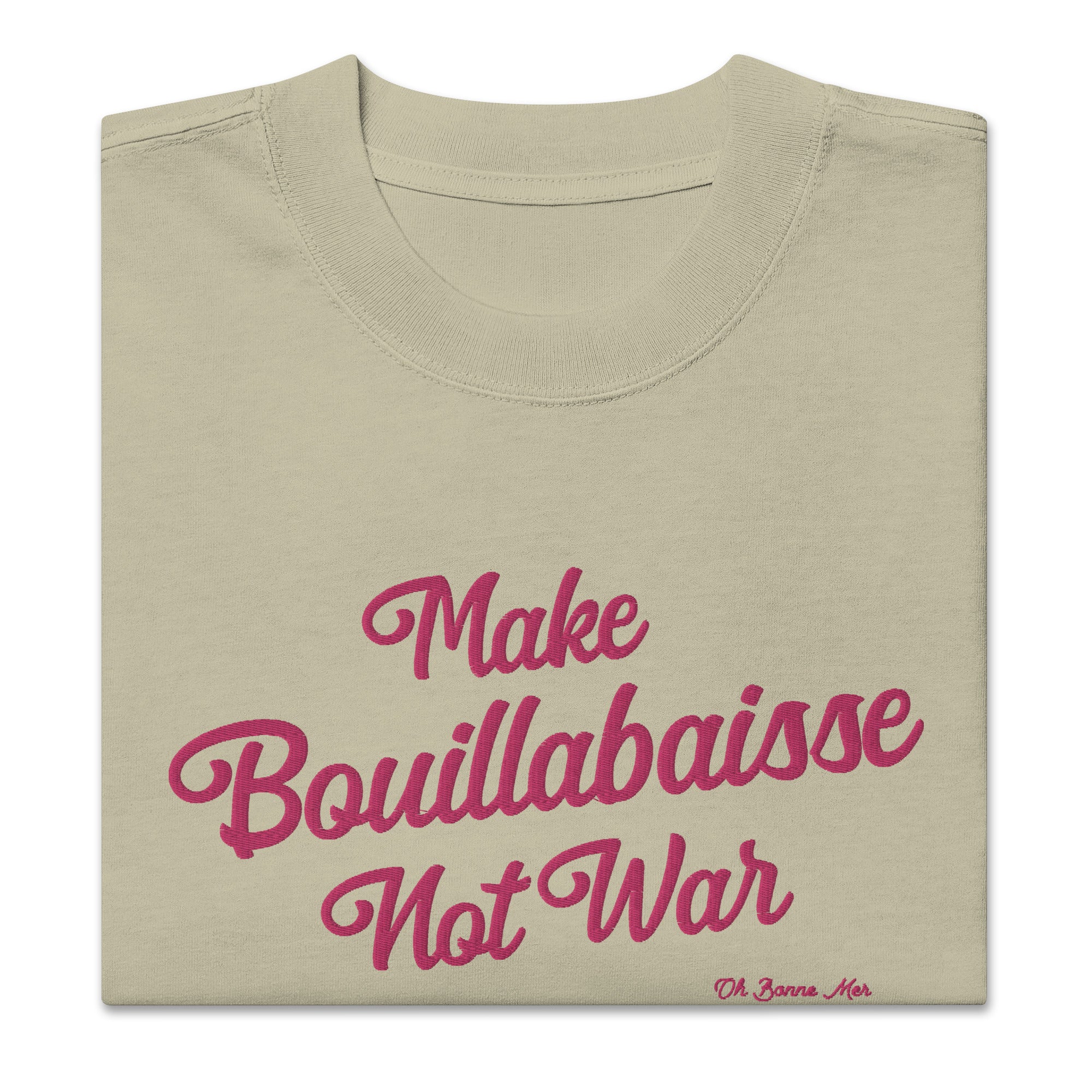 T-shirt oversize épais en cotton Make Bouillabaisse Not War Flamingo grand motif brodé