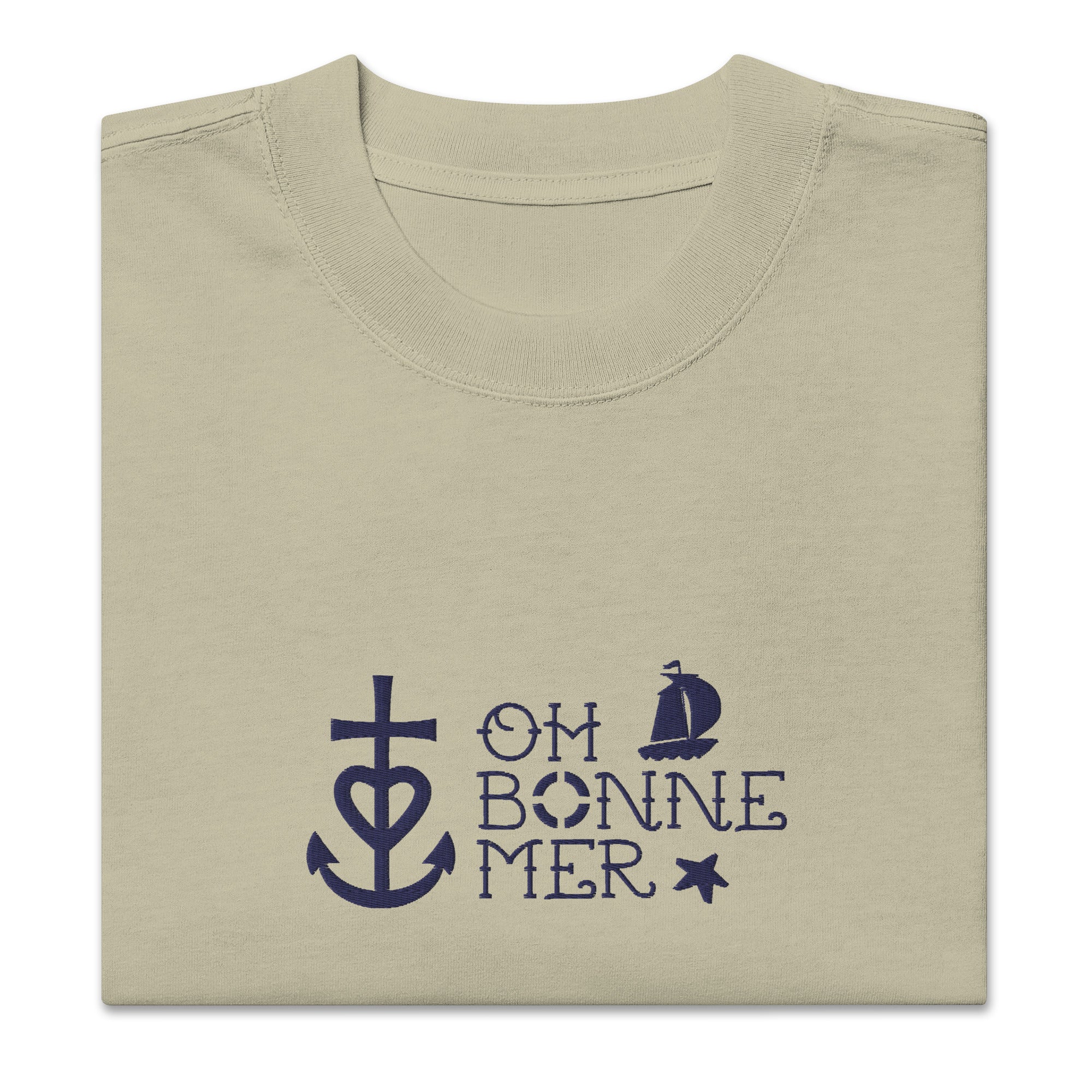 T-shirt oversize épais en coton Oh Bonne Mer 2 navy brodé