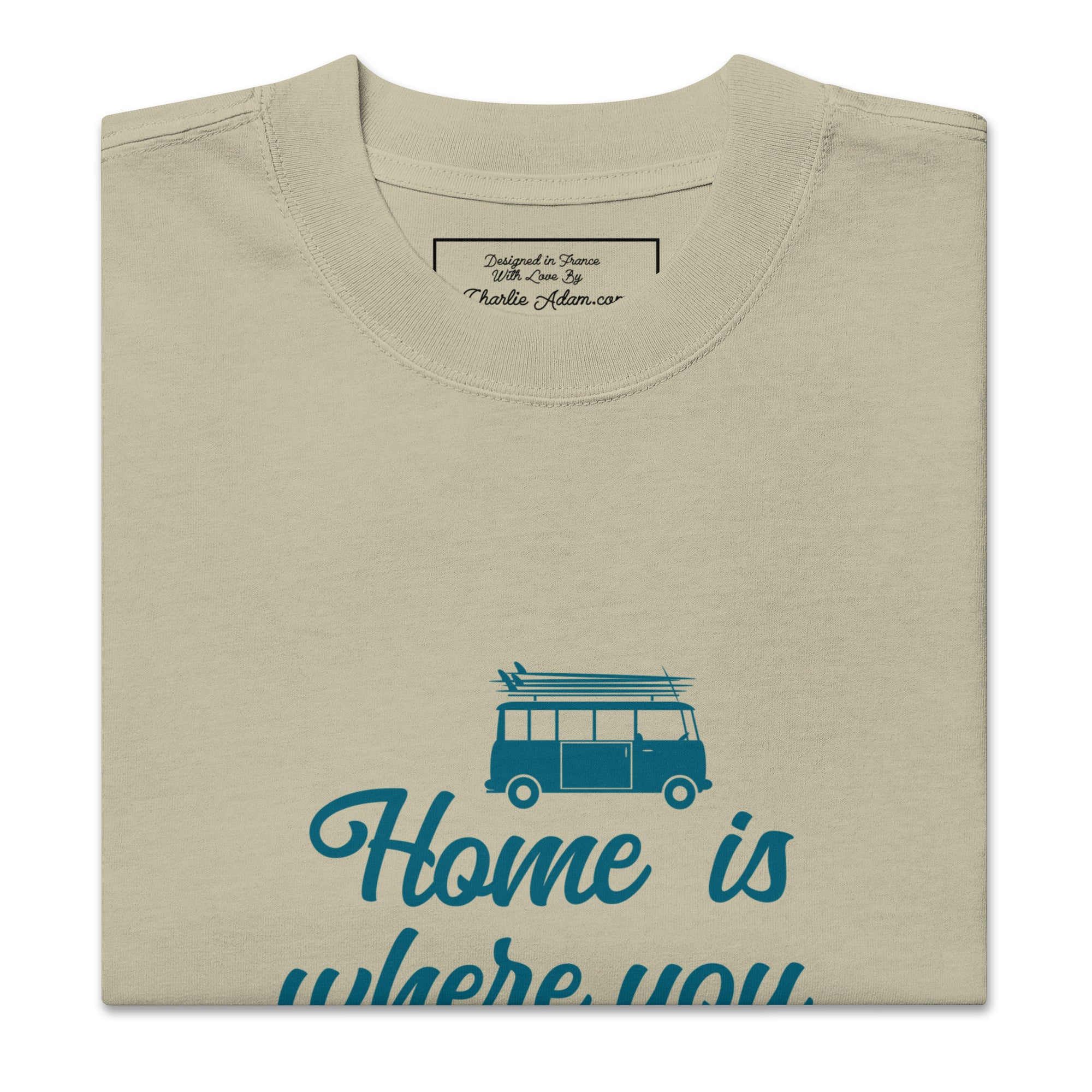 T-shirt oversize épais en coton Blue Surf Combi Home is where you park it
