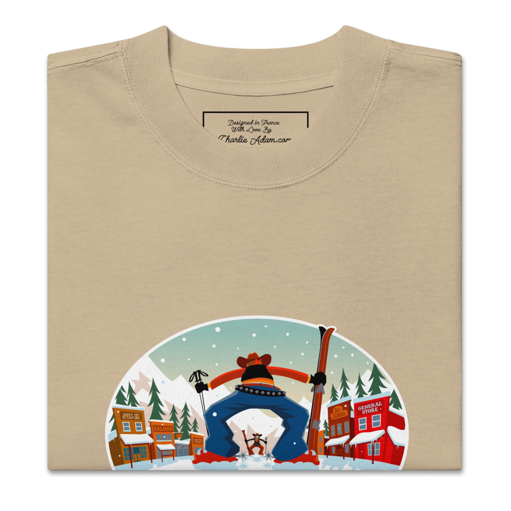 T-shirt oversize épais en cotton Ski Fight at OK Corral