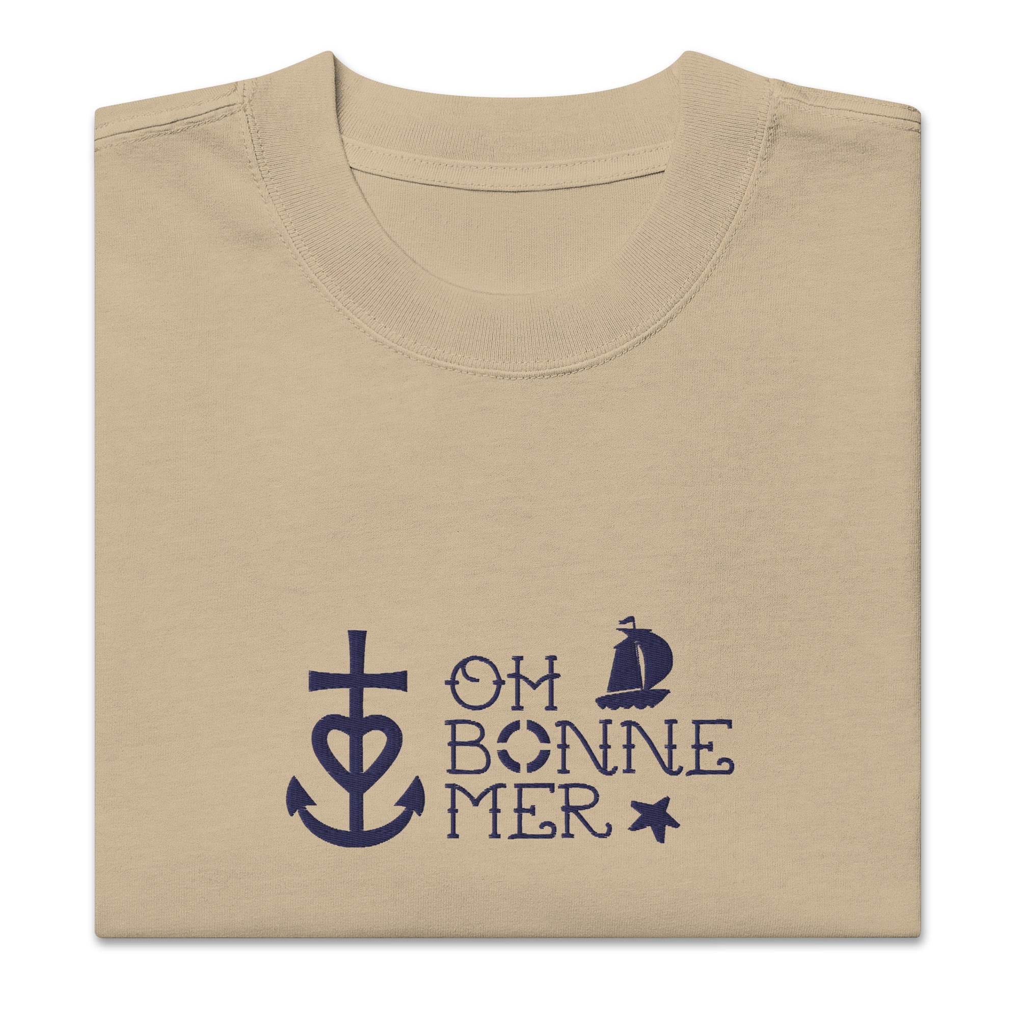 T-shirt oversize épais en coton Oh Bonne Mer 2 navy brodé