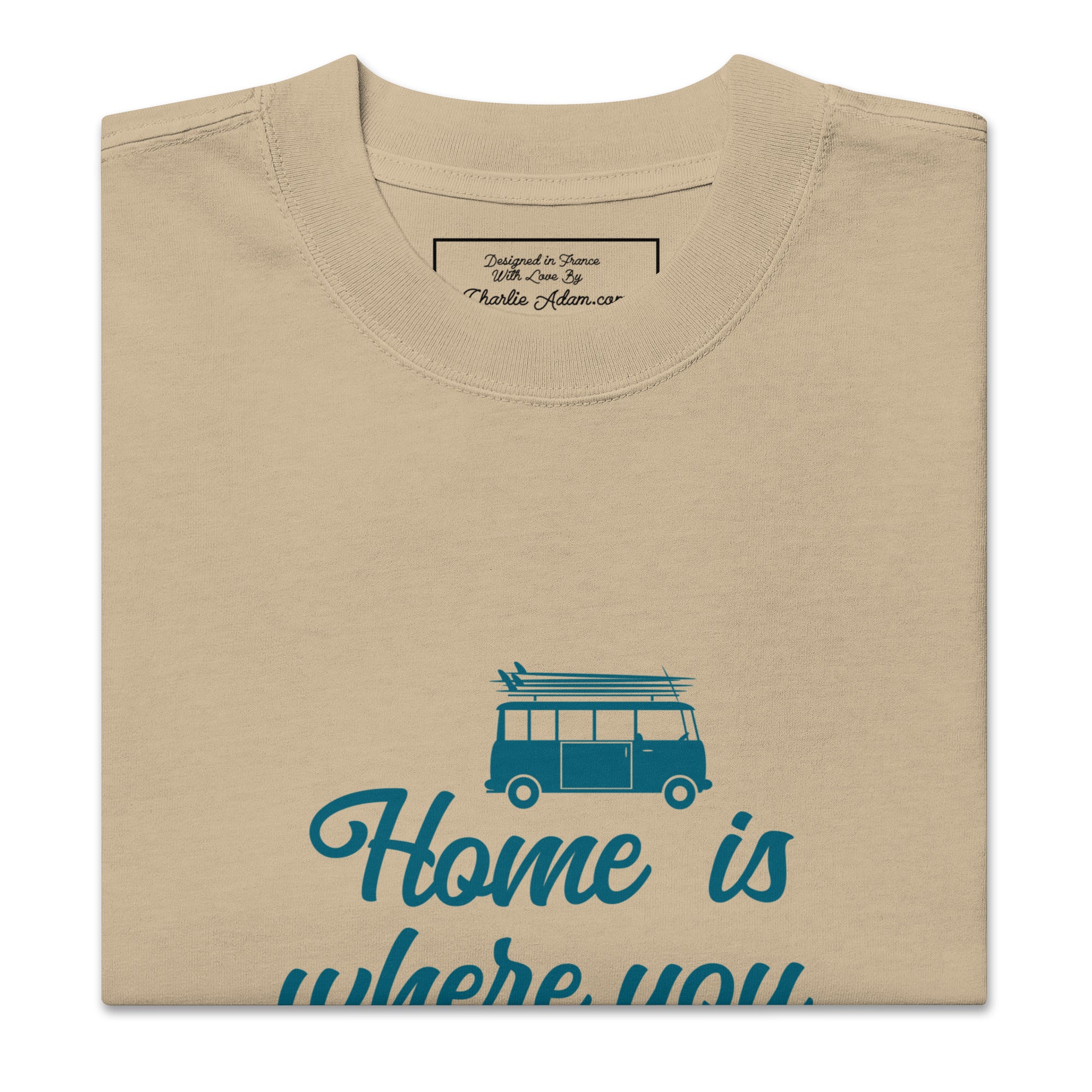 T-shirt oversize épais en coton Blue Surf Combi Home is where you park it