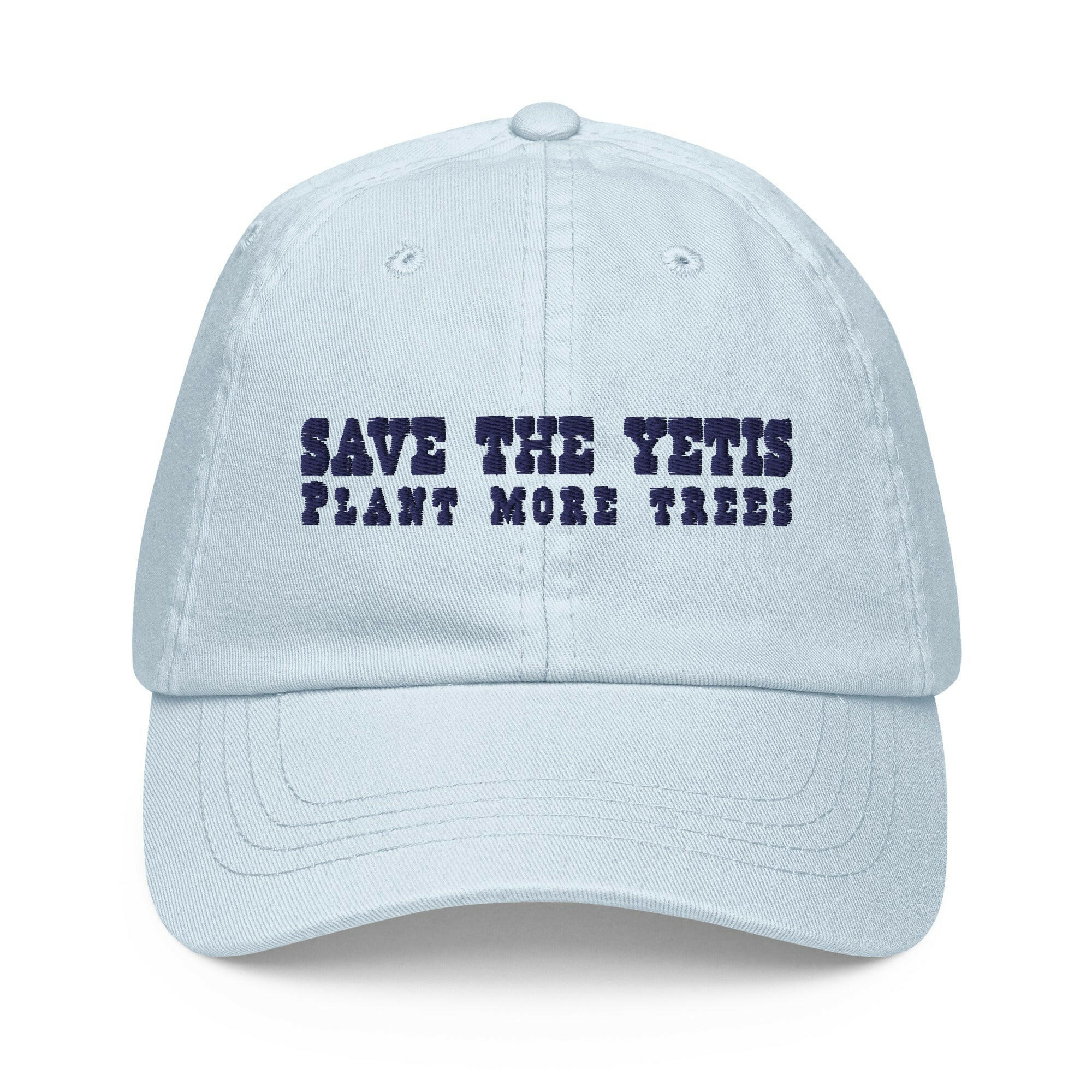 Casquette de baseball pastel Save the Yetis, Plant more Trees bleu marine
