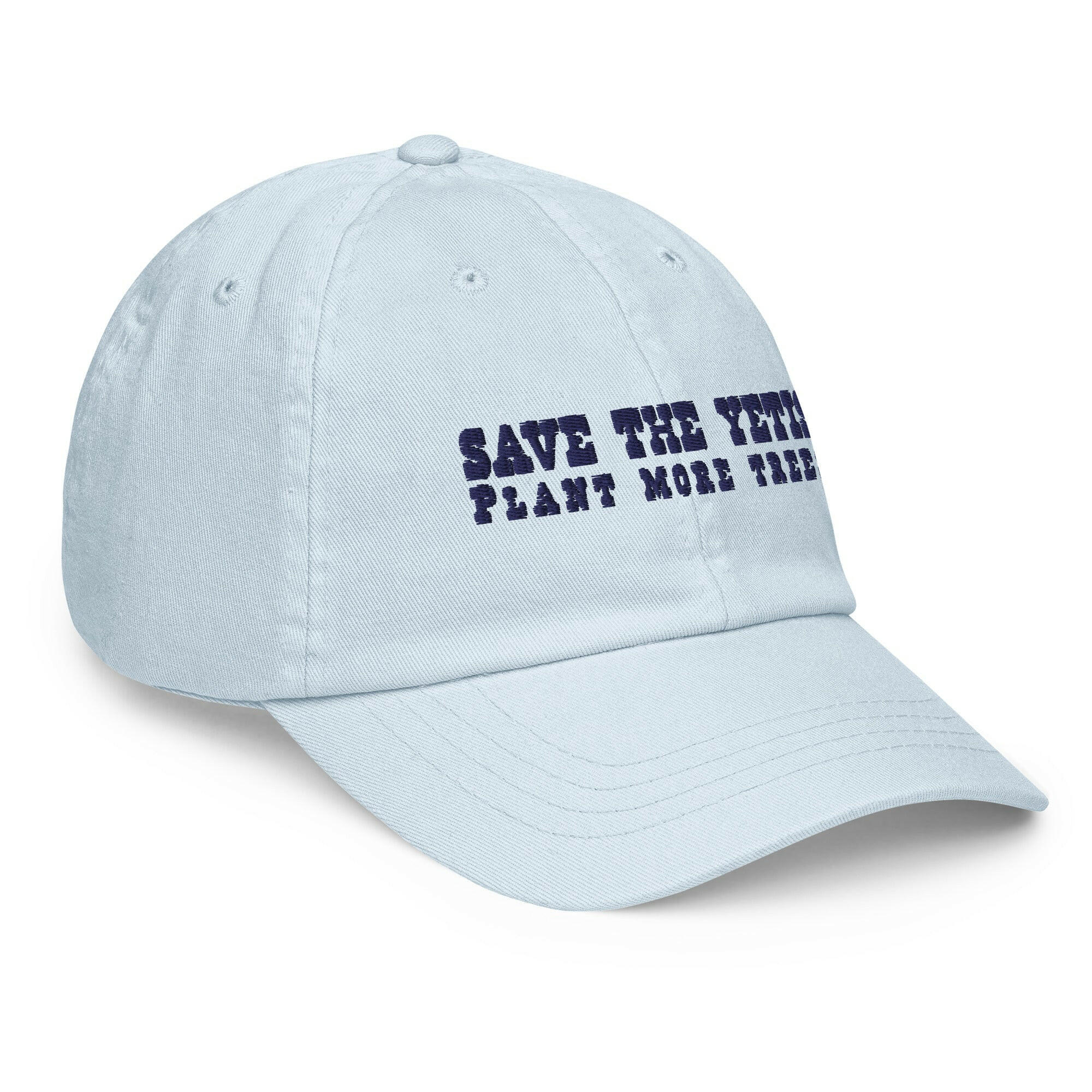 Casquette de baseball pastel Save the Yetis, Plant more Trees bleu marine