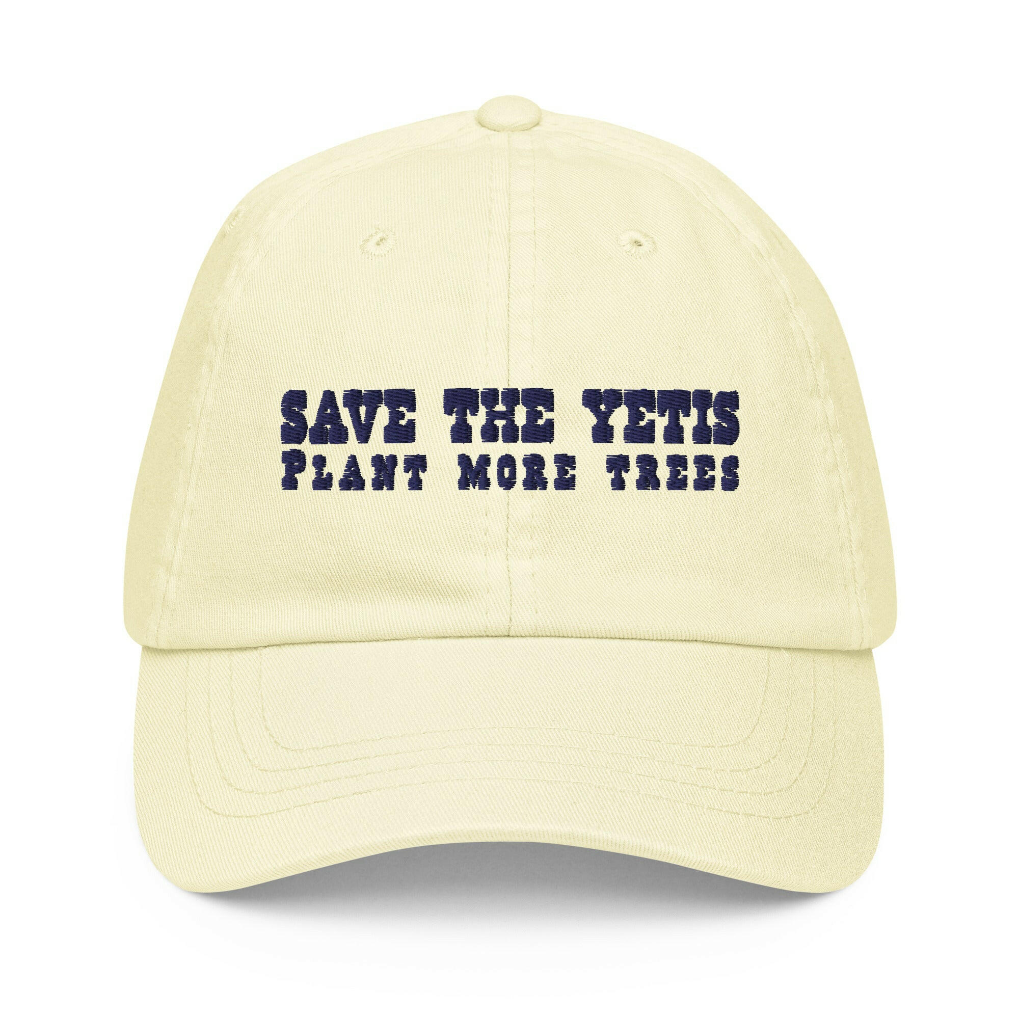 Casquette de baseball pastel Save the Yetis, Plant more Trees bleu marine