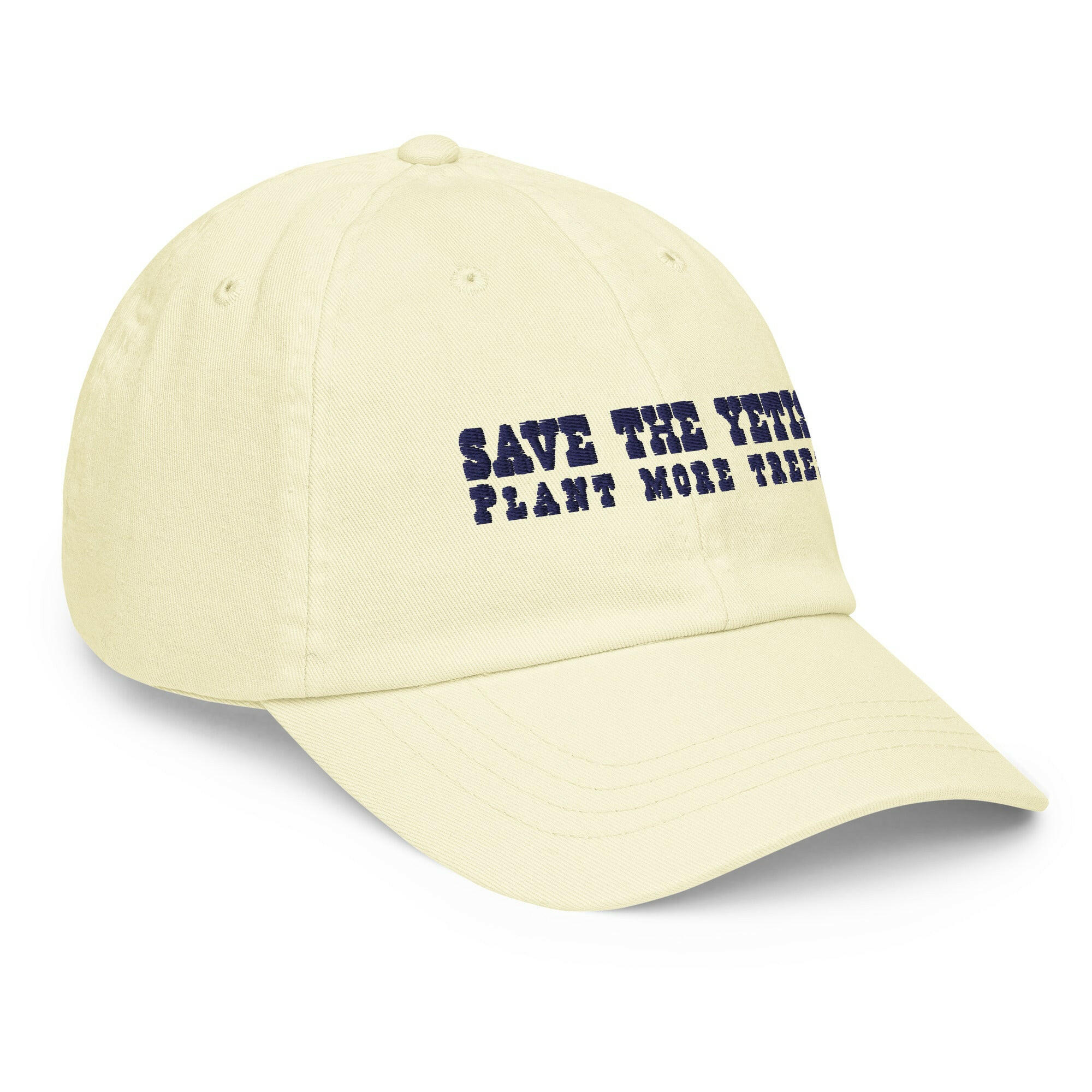 Casquette de baseball pastel Save the Yetis, Plant more Trees bleu marine