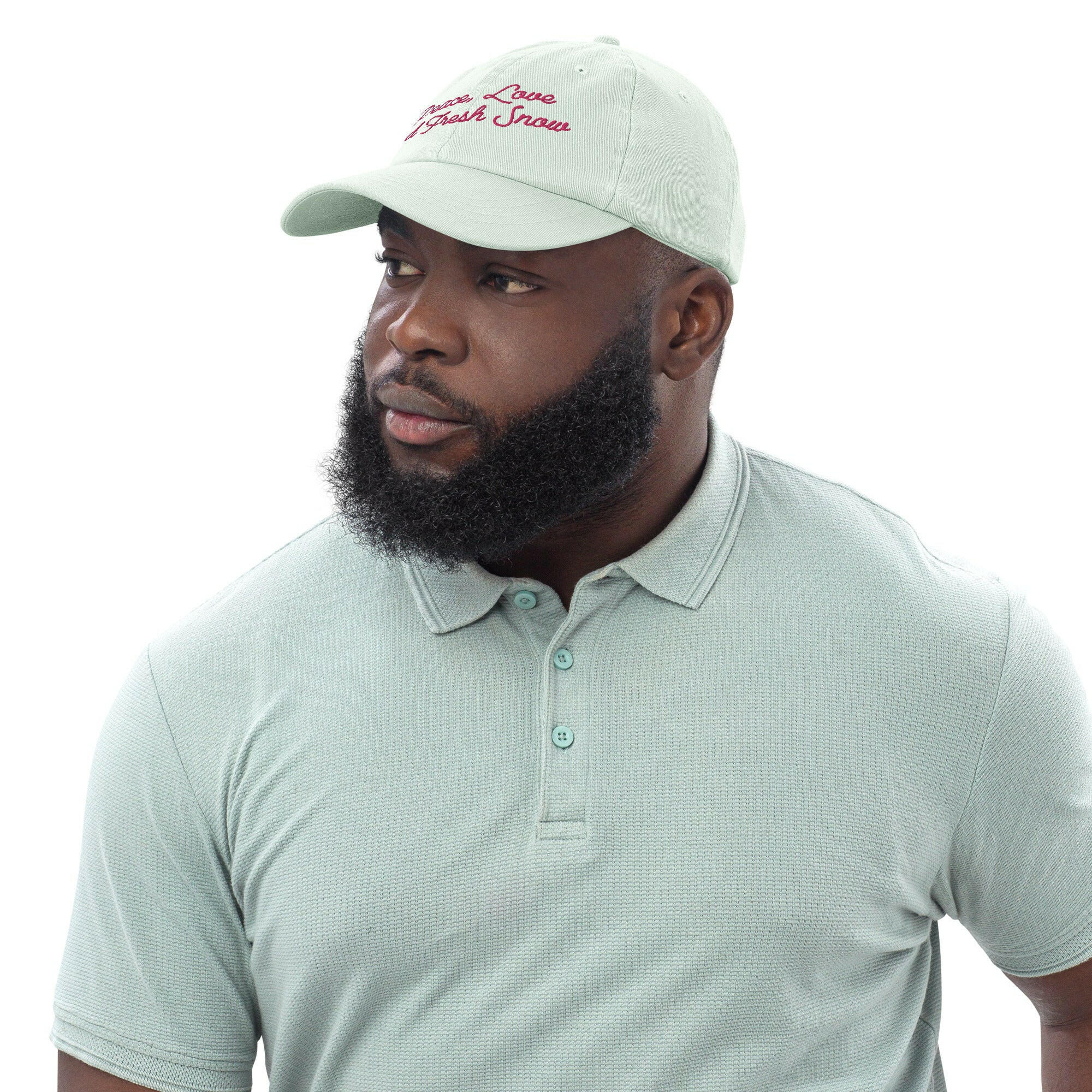 Casquette de baseball pastel Peace, Love and Fresh Snow Flamingo