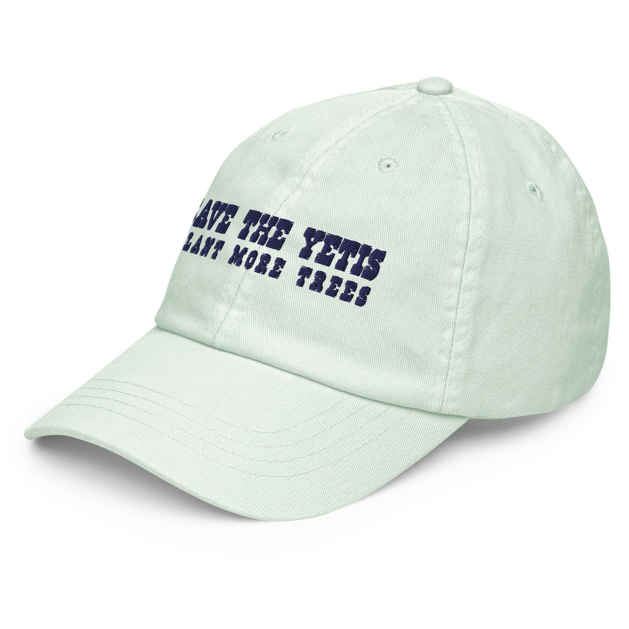 Casquette de baseball pastel Save the Yetis, Plant more Trees bleu marine