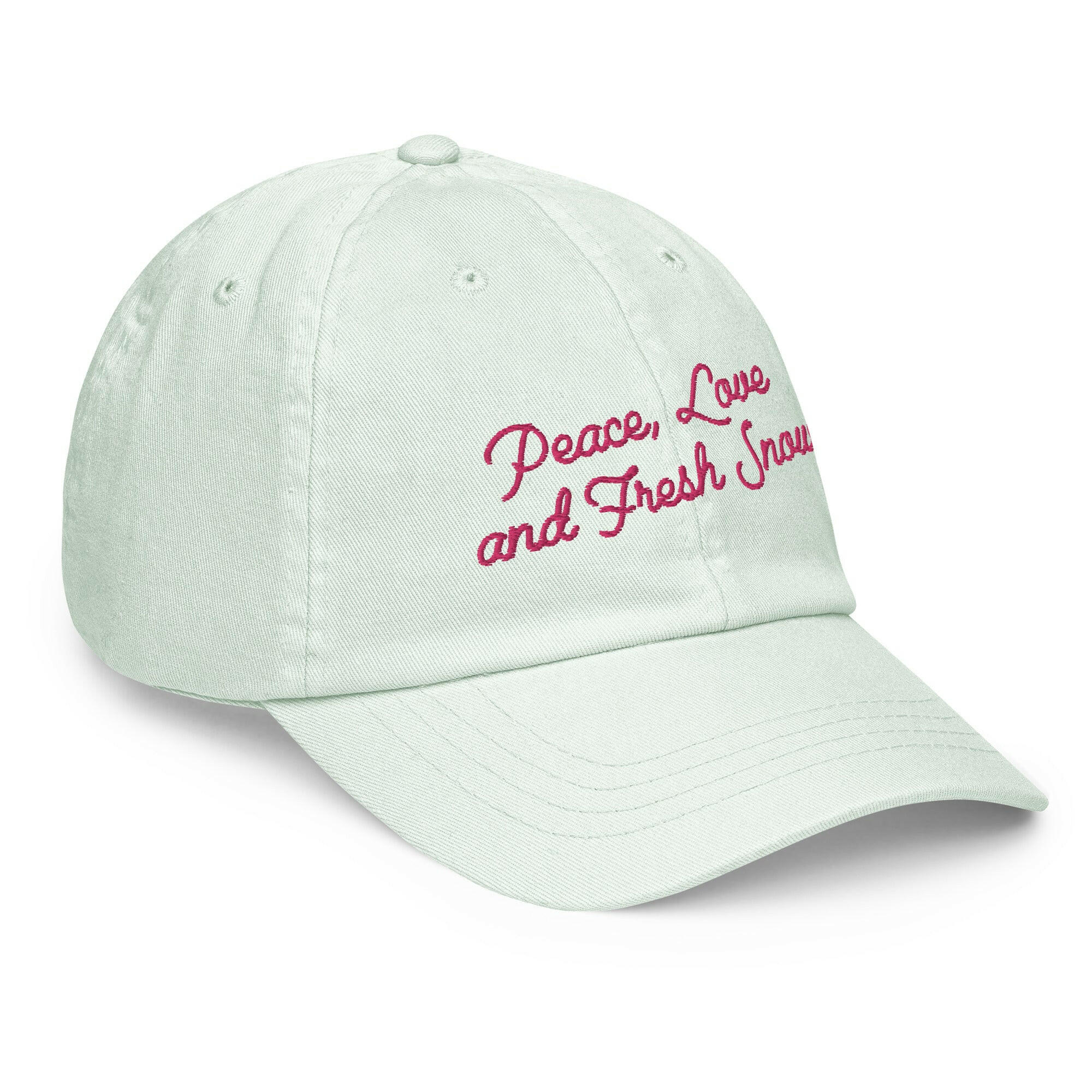 Casquette de baseball pastel Peace, Love and Fresh Snow Flamingo