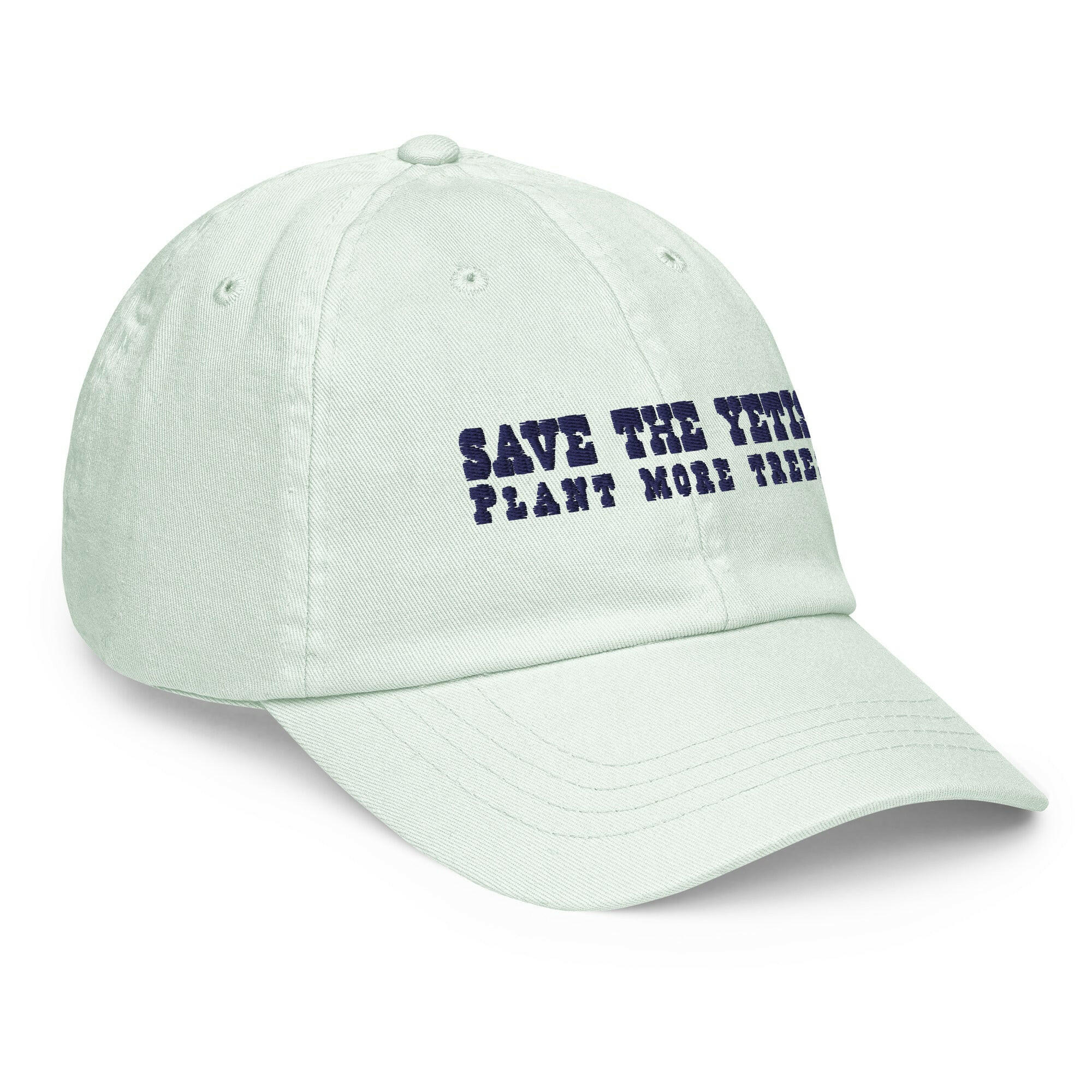 Casquette de baseball pastel Save the Yetis, Plant more Trees bleu marine