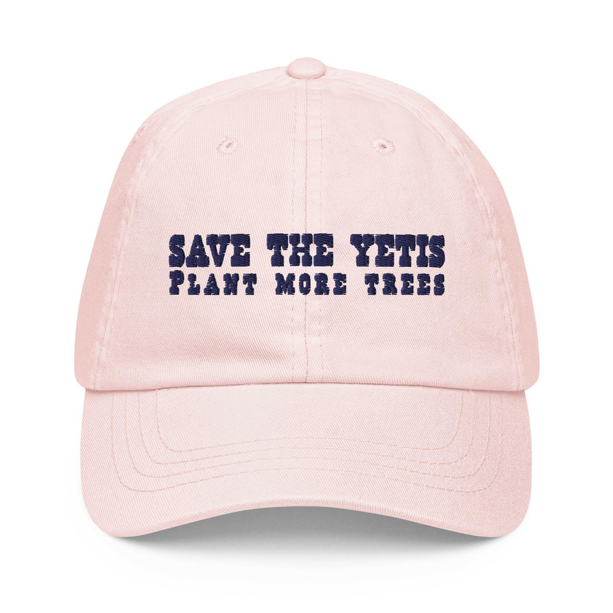 Casquette de baseball pastel Save the Yetis, Plant more Trees bleu marine