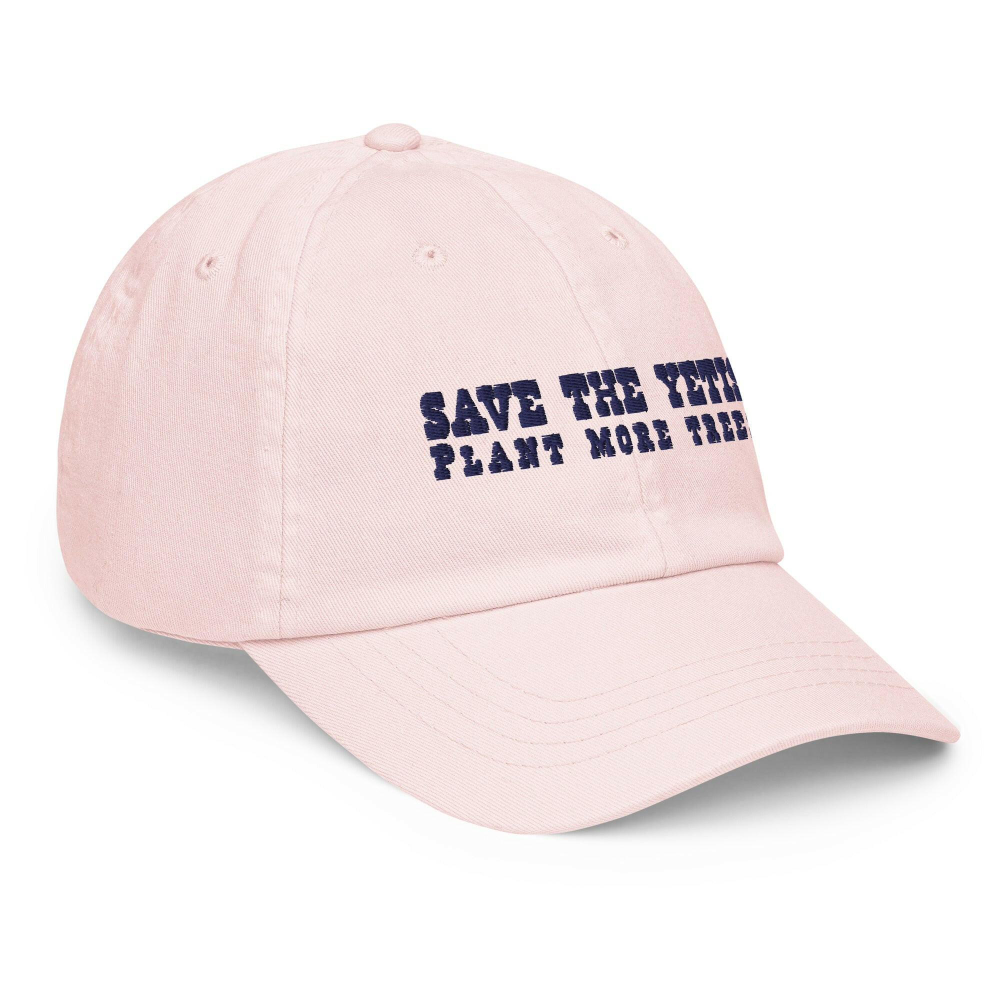 Casquette de baseball pastel Save the Yetis, Plant more Trees bleu marine
