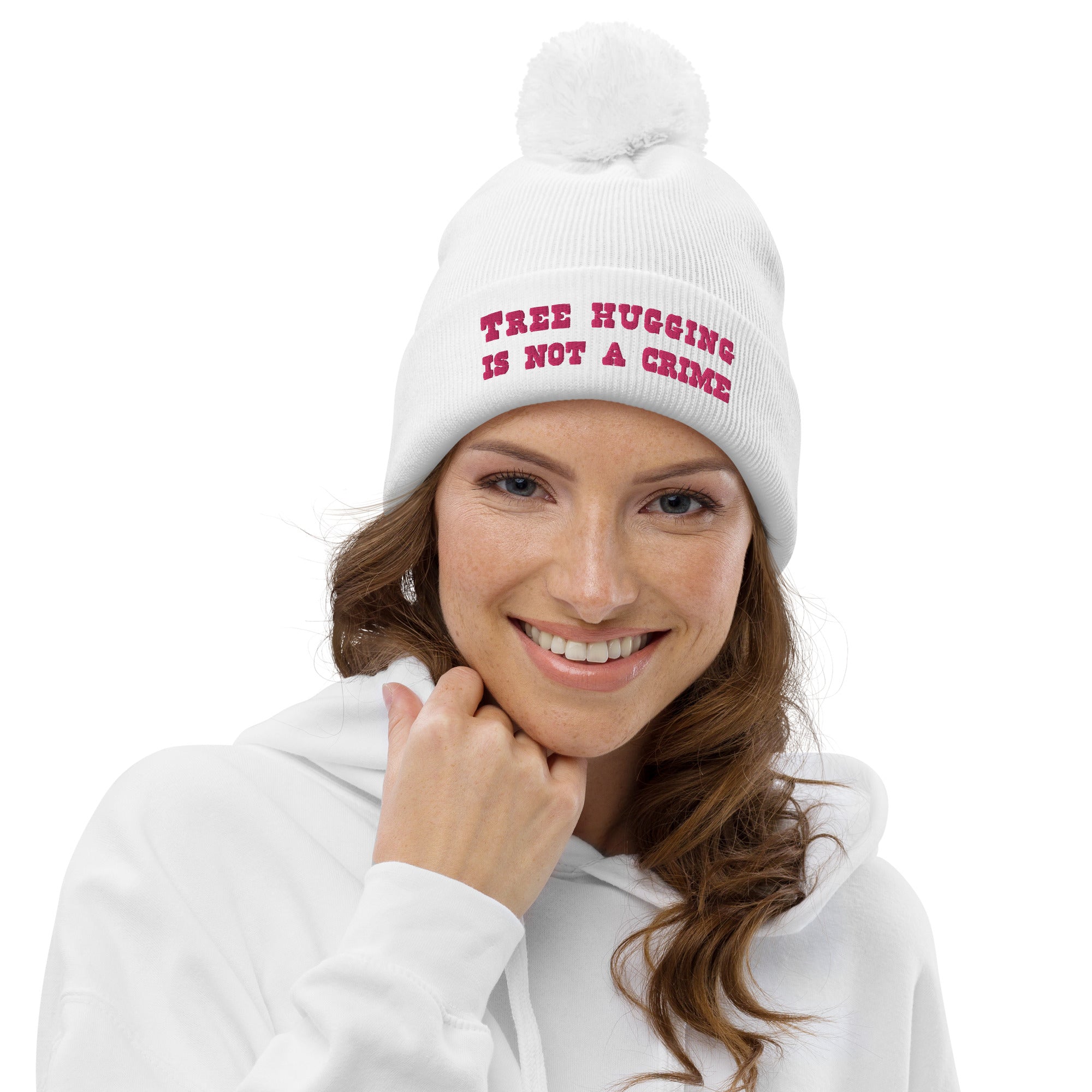 Bonnet à pompon Tree Hugging is not a crime Flamingo