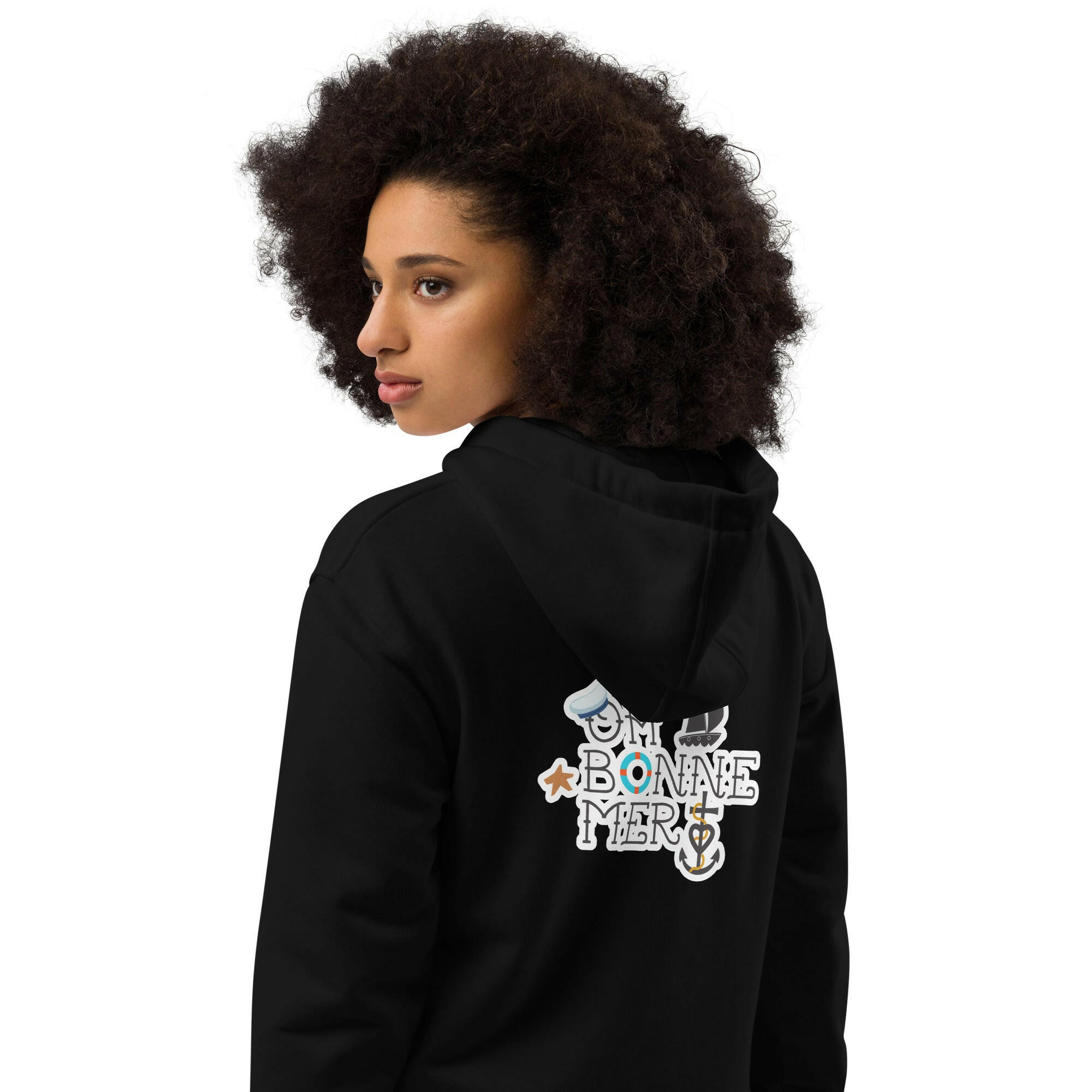 Sweat à capuche premium écologique Oh Bonne Mer 3 grand motif dans le dos