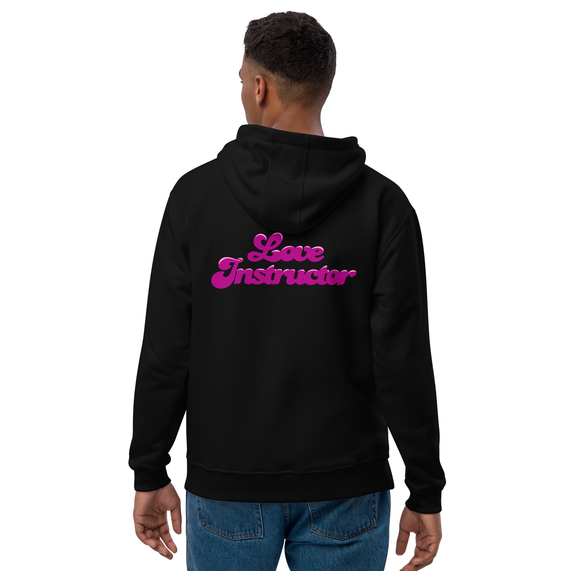 Sweat à capuche premium écologique Love Instructor Flamingo (face & dos)