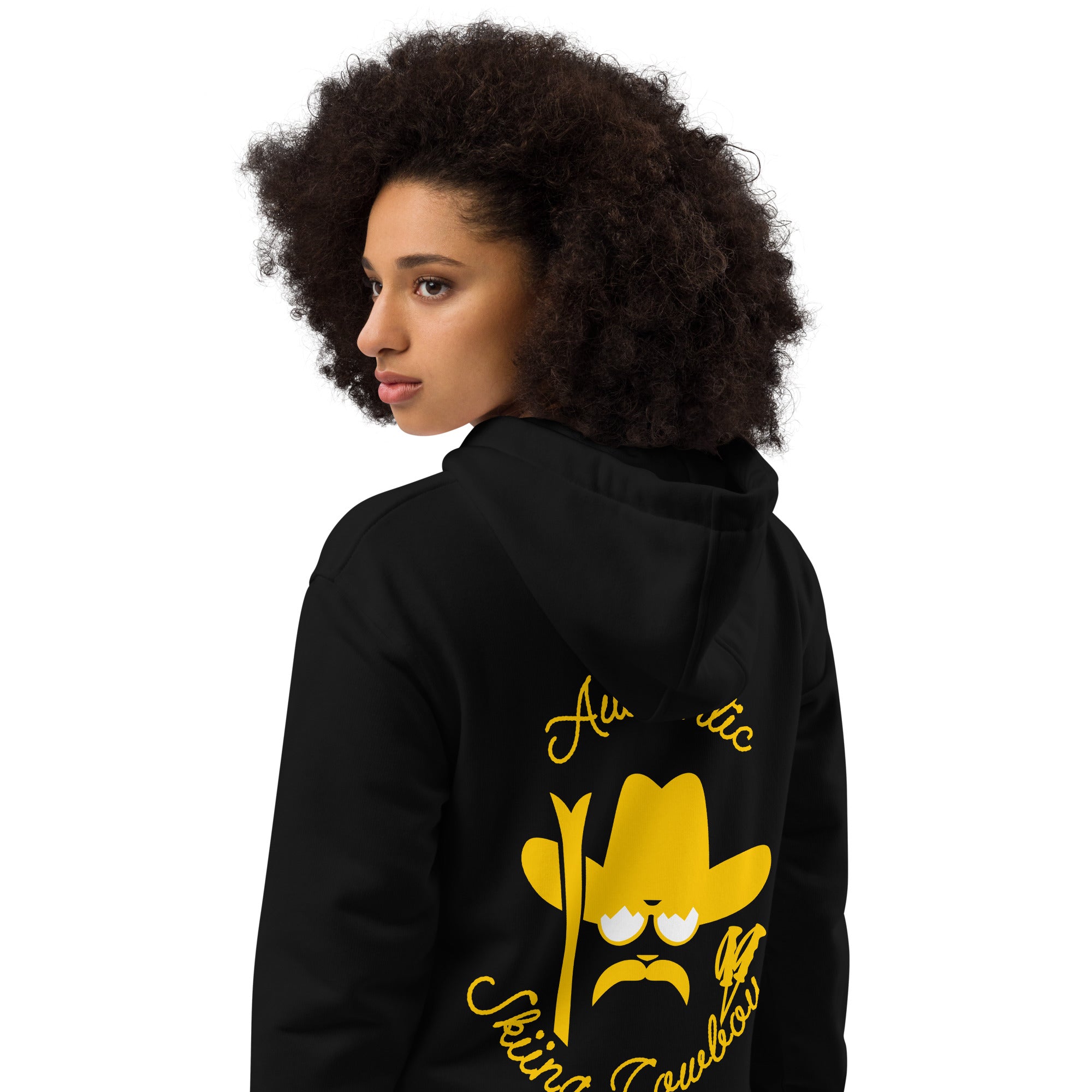 Sweat à capuche premium écologique Authentic Skiing Cowboy Gold (face & dos)