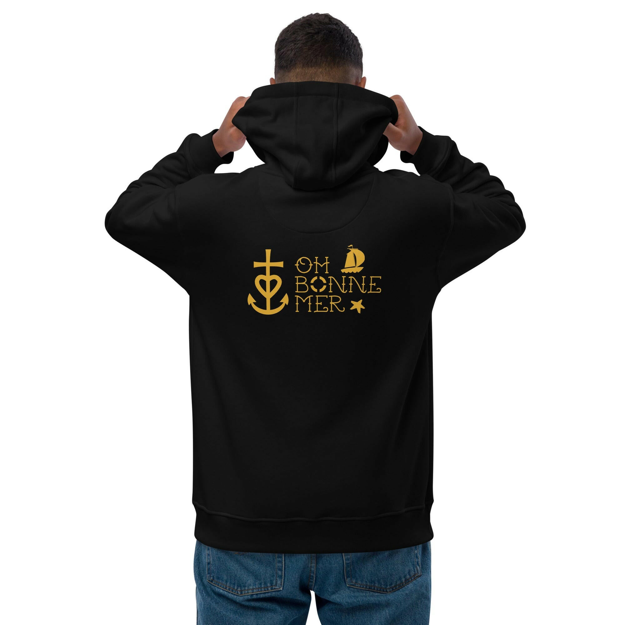 Premium eco hoodie Oh Bonne Mer 2 large pattern printed on back