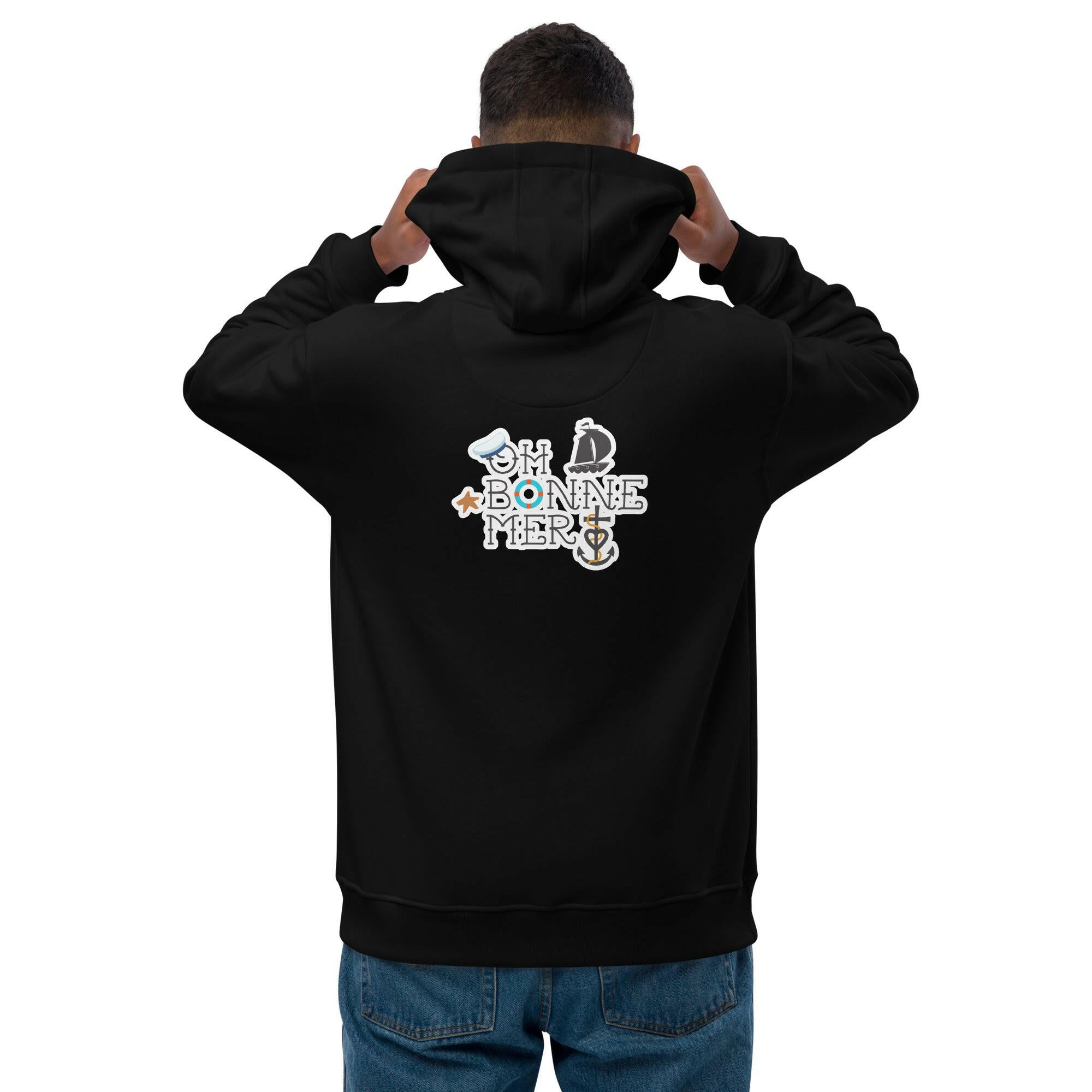 Sweat à capuche premium écologique Oh Bonne Mer 3 grand motif dans le dos