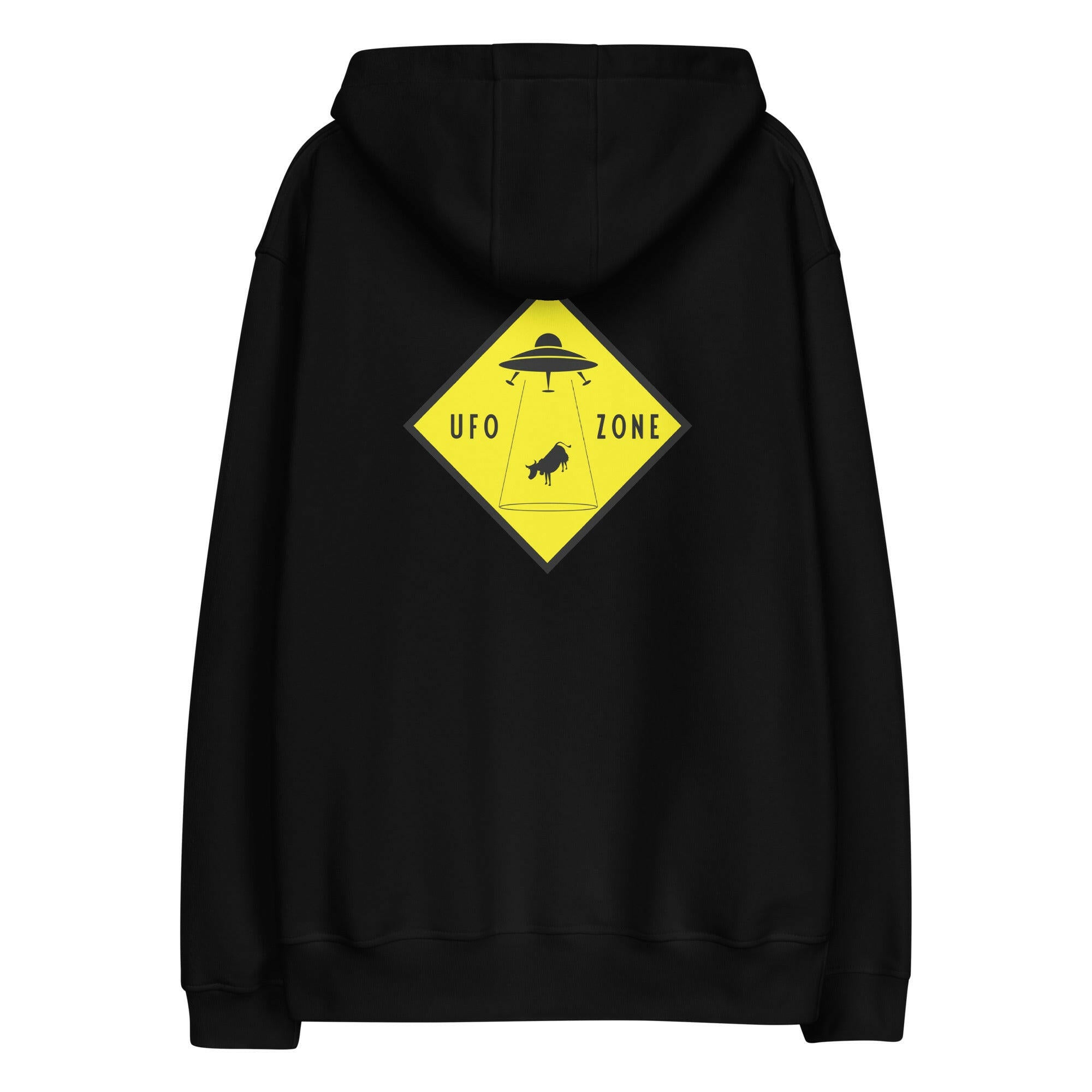 Sweat à capuche premium écologique Tiki UFO (face) + UFO Zone (dos)