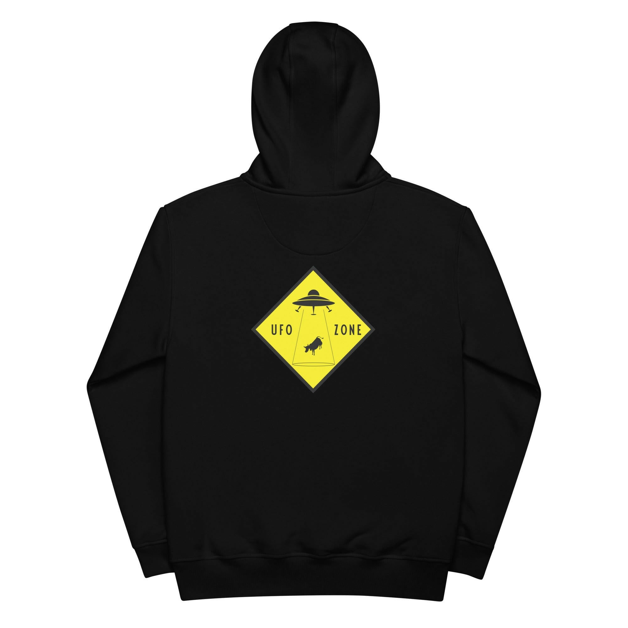 Sweat à capuche premium écologique Tiki UFO (face) + UFO Zone (dos)