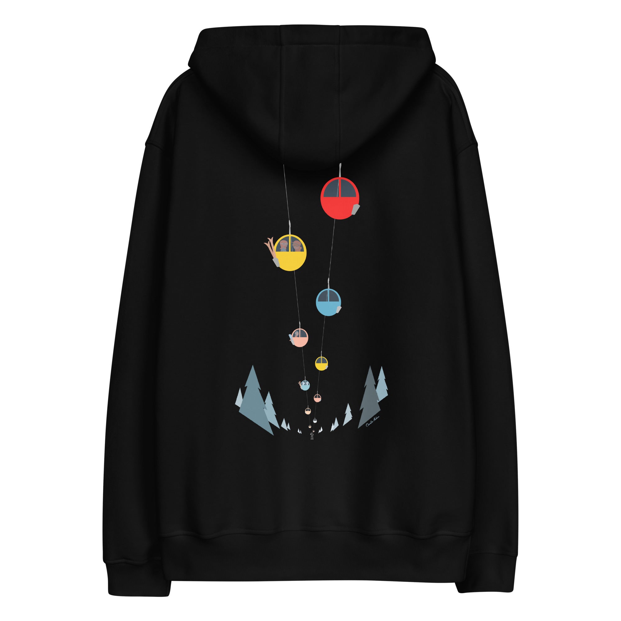 Sweat à capuche premium écologique Gondolas in the mist (face & dos)