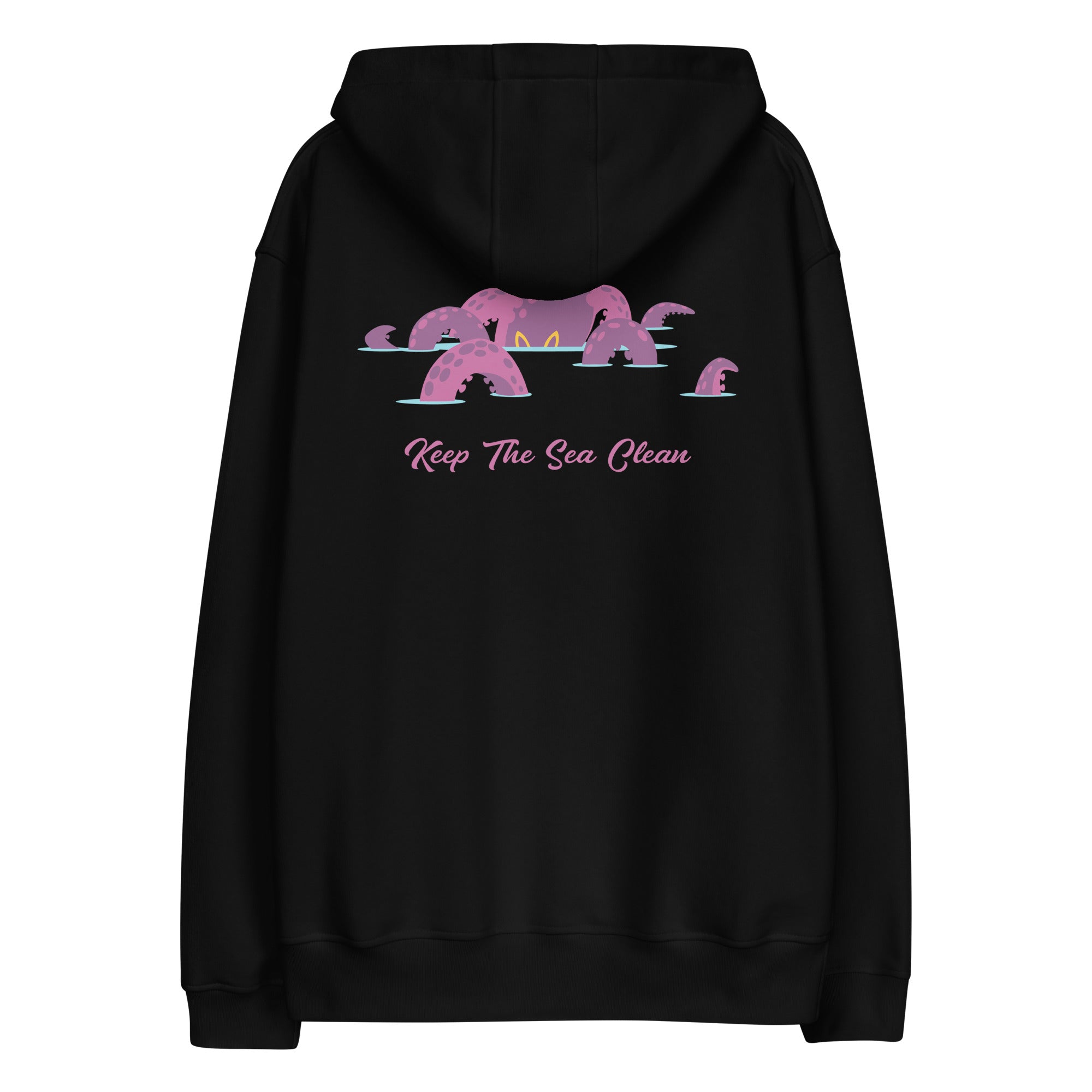 Sweat à capuche premium écologique Keep the Sea Clean (face) & Octopus Purple (dos)
