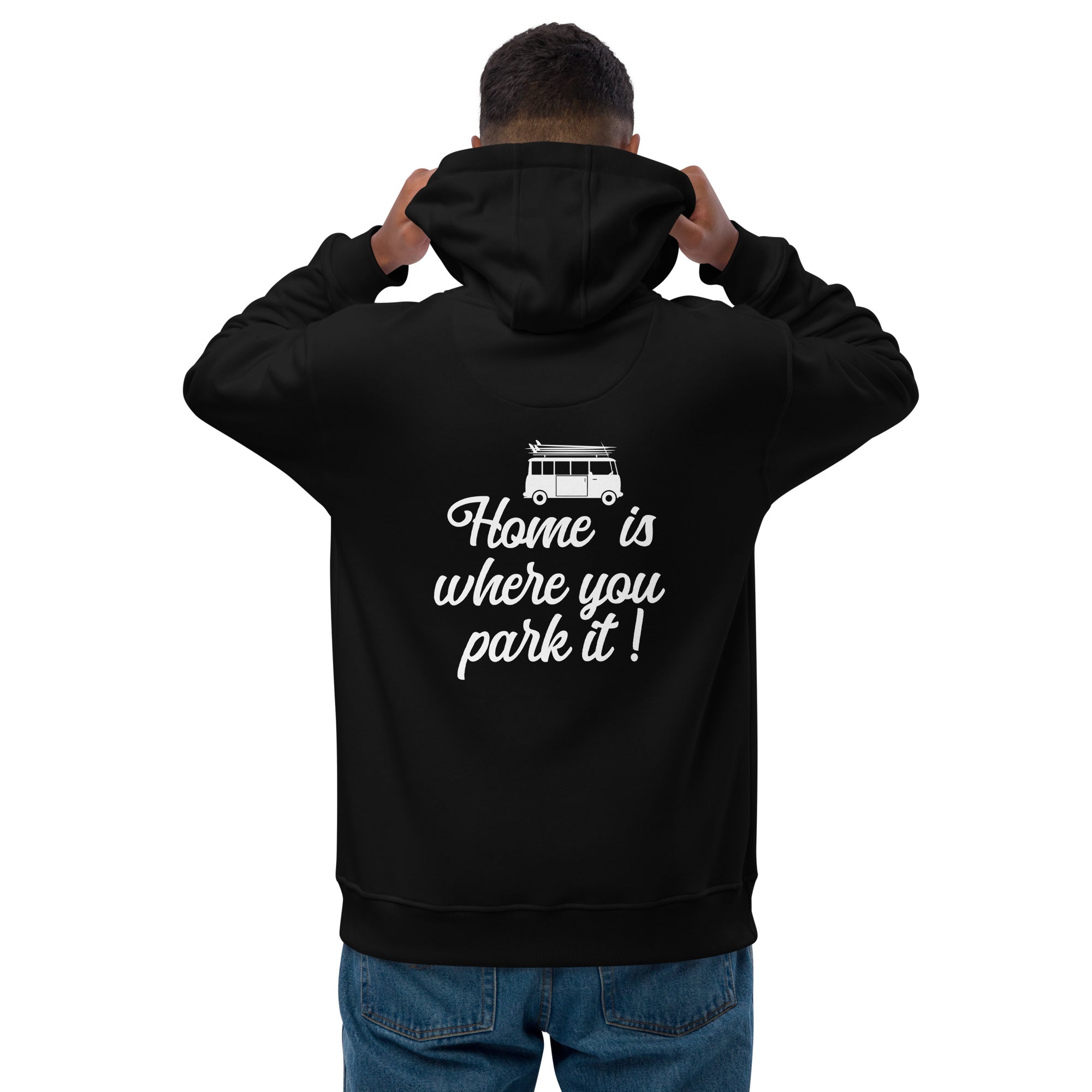 Premium eco hoodie Vintage Campers: Home is where you park it (front & back)