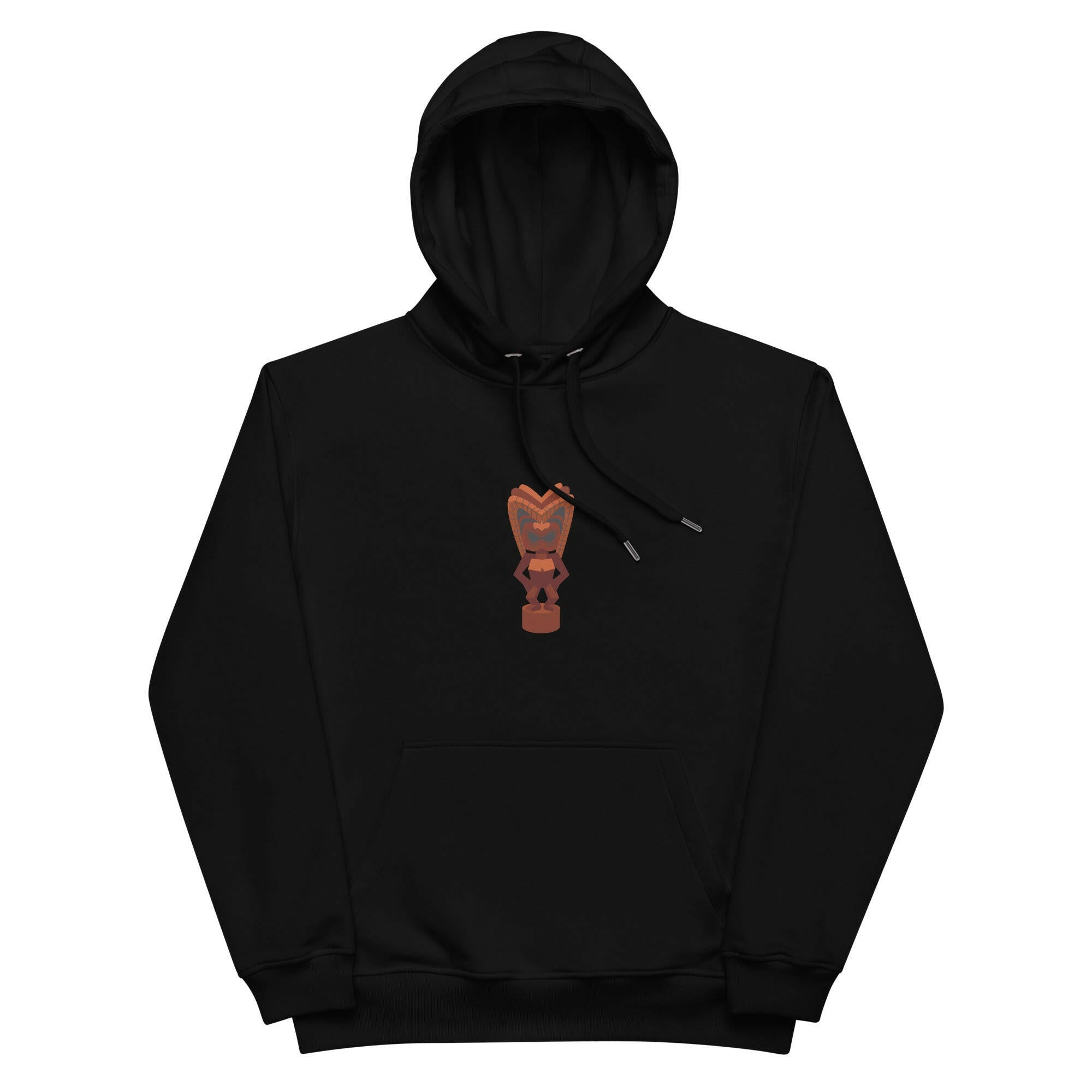 Sweat à capuche premium écologique Ku Tiki God (face) + Tiki Gods (dos)