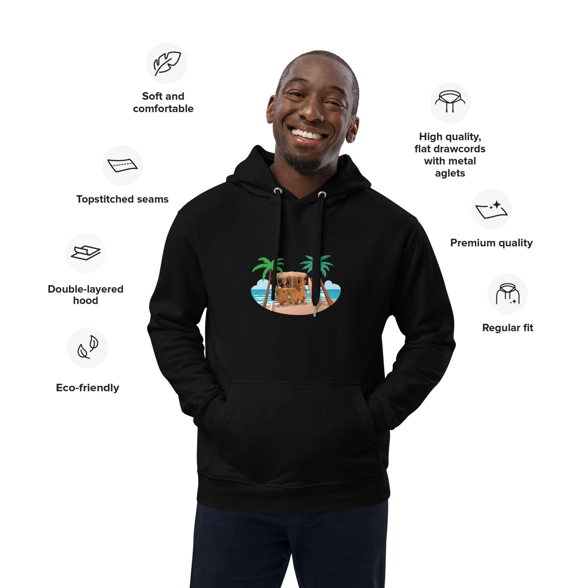 Premium eco hoodie Tiki Kombi (front & back)