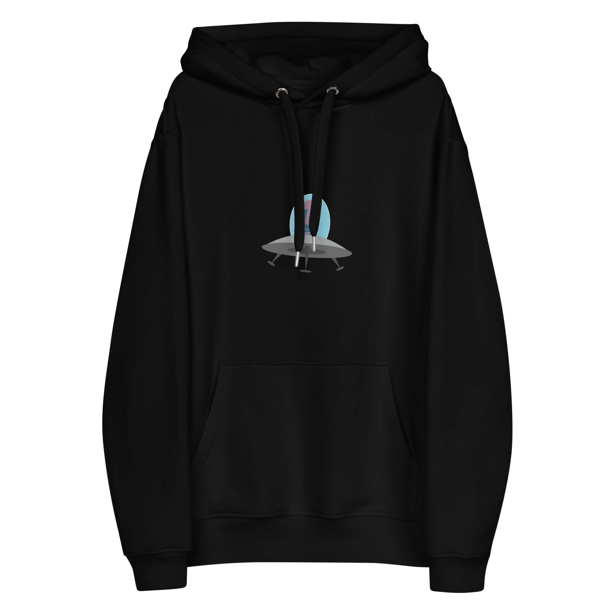 Sweat à capuche premium écologique Tiki UFO (face) + UFO Zone (dos)