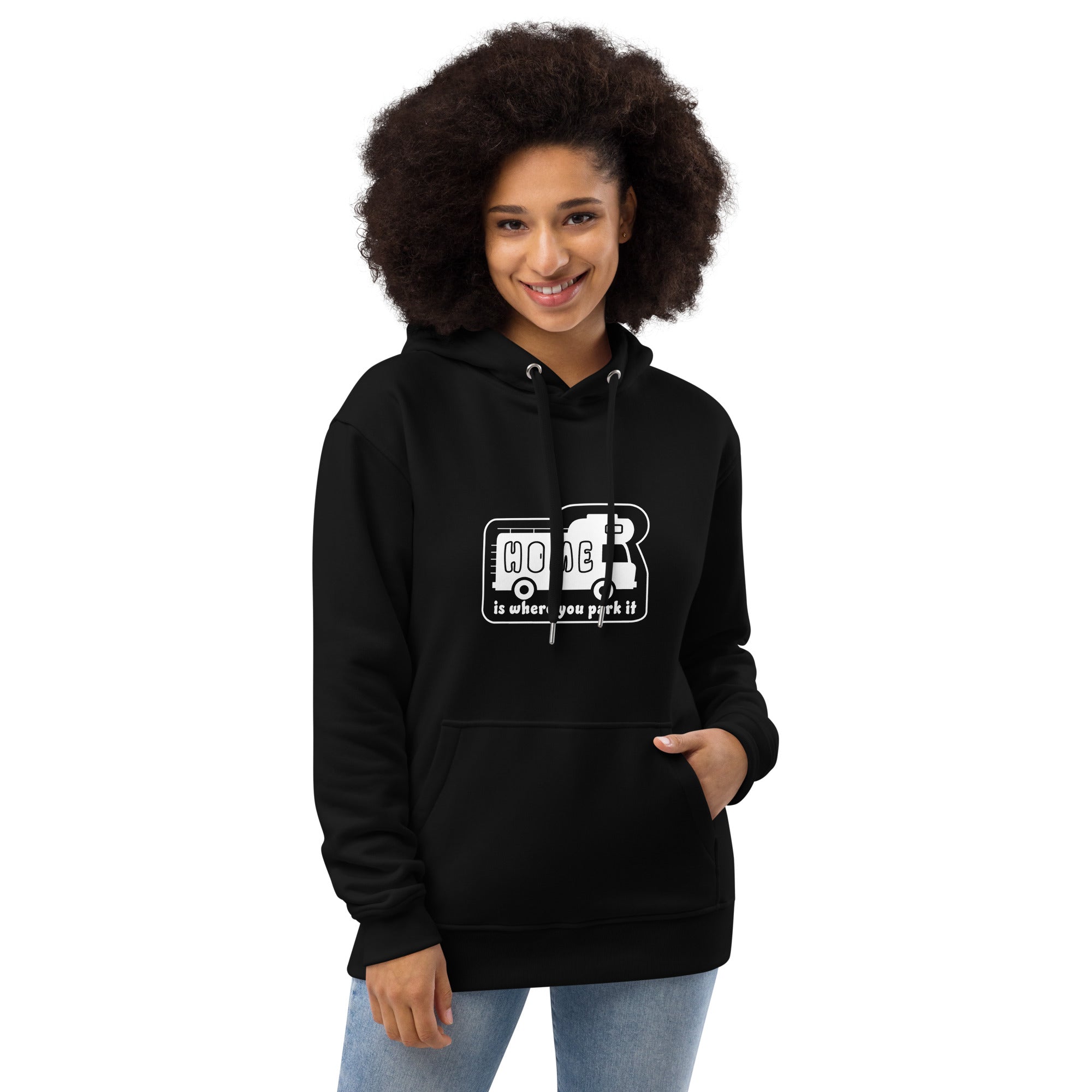 Premium eco hoodie Vintage Campers: Home is where you park it (front & back)
