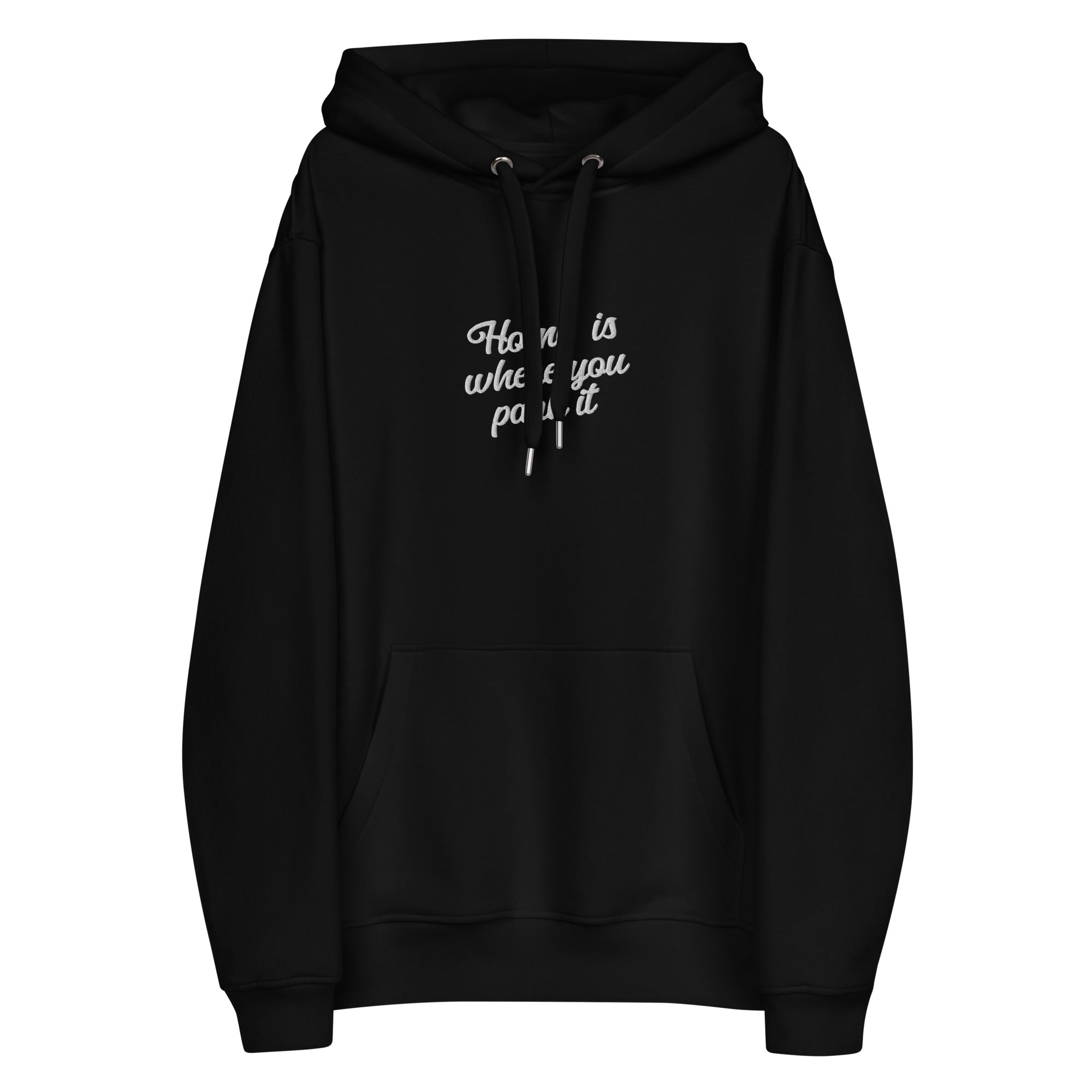 Premium eco hoodie Square Vintage Campers Home is where you park it white embroidered pattern