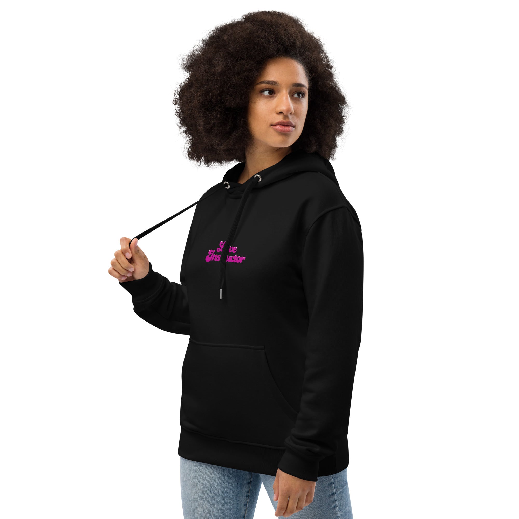 Sweat à capuche premium écologique Love Instructor Flamingo (face & dos)
