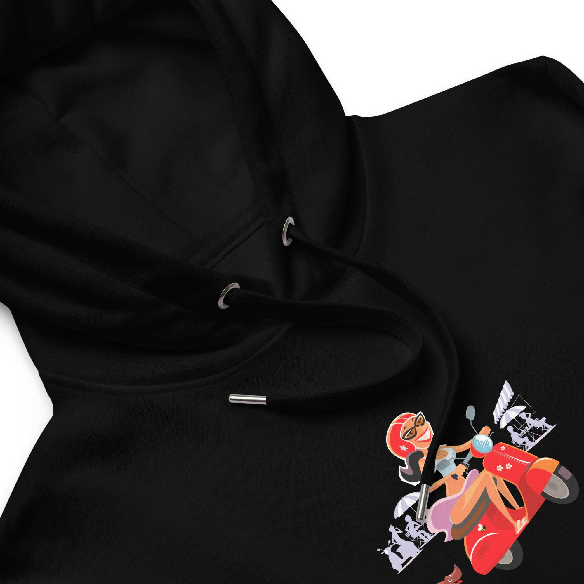 Sweat à capuche premium écologique Vespa Girl in St Tropez