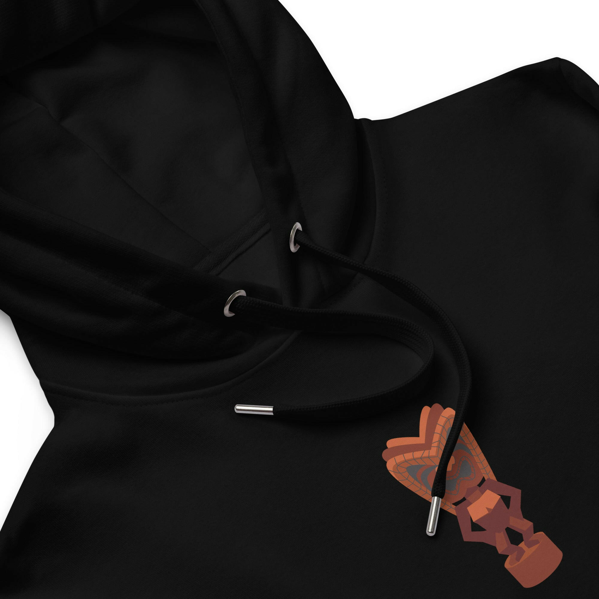 Sweat à capuche premium écologique Ku Tiki God (face) + Tiki Gods (dos)