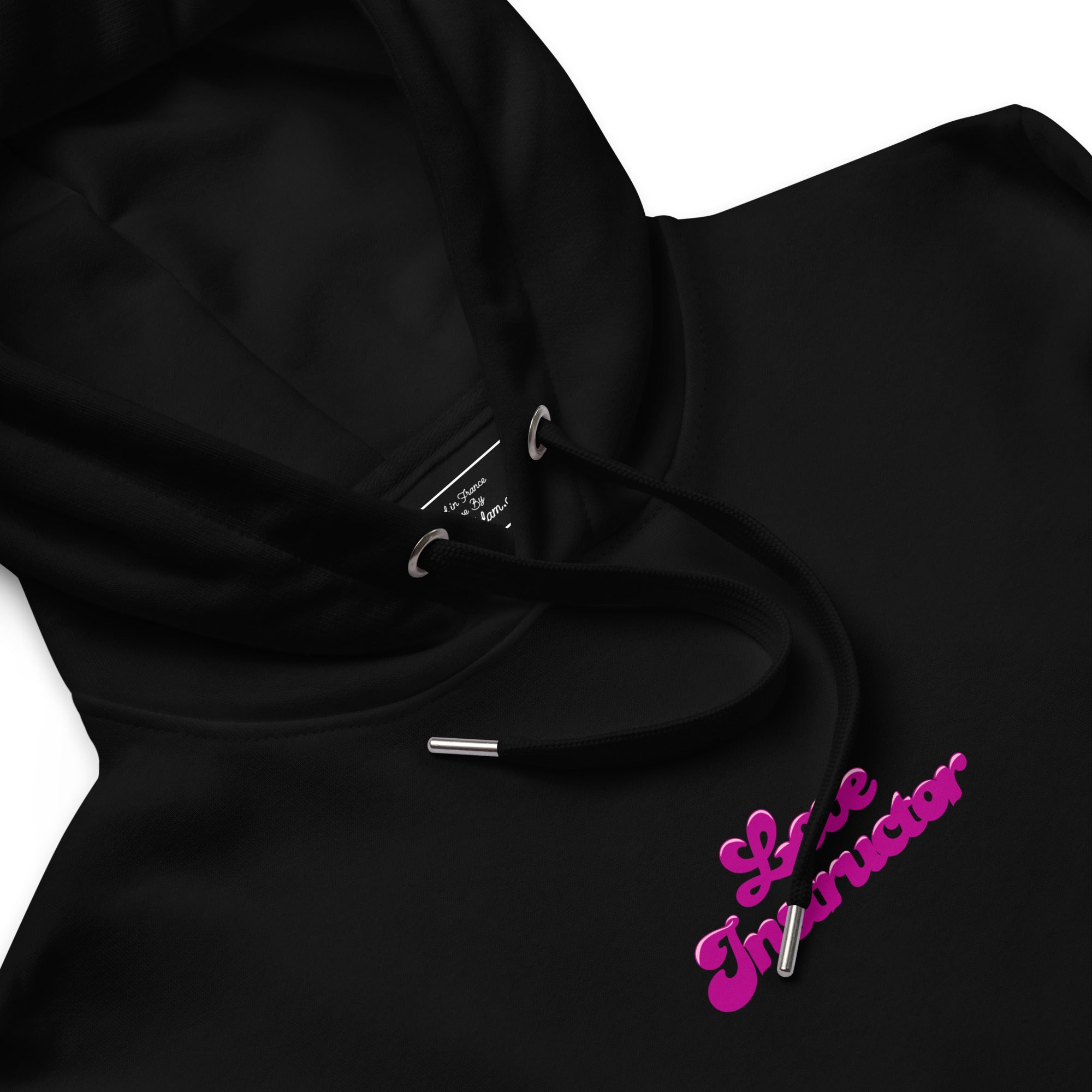 Sweat à capuche premium écologique Love Instructor Flamingo (face & dos)