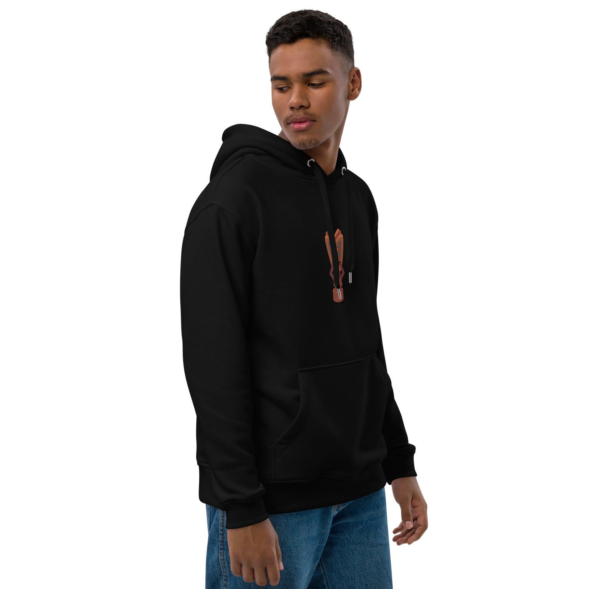 Sweat à capuche premium écologique Ku Tiki God (face) + Tiki Gods (dos)