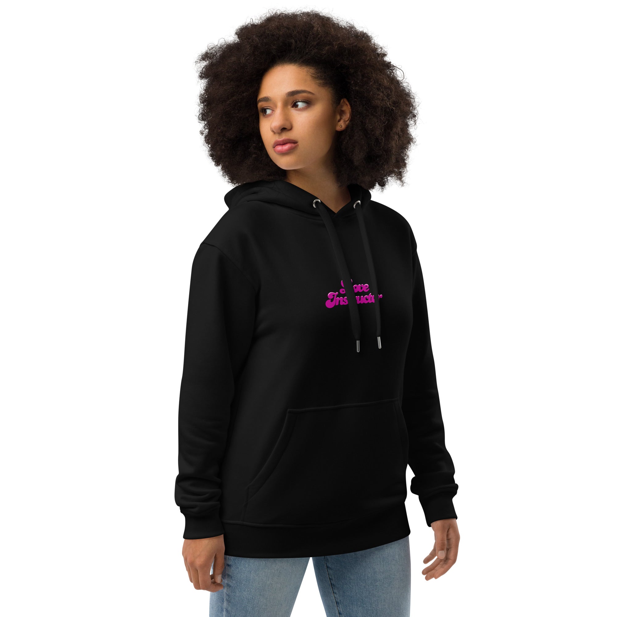 Sweat à capuche premium écologique Love Instructor Flamingo (face & dos)