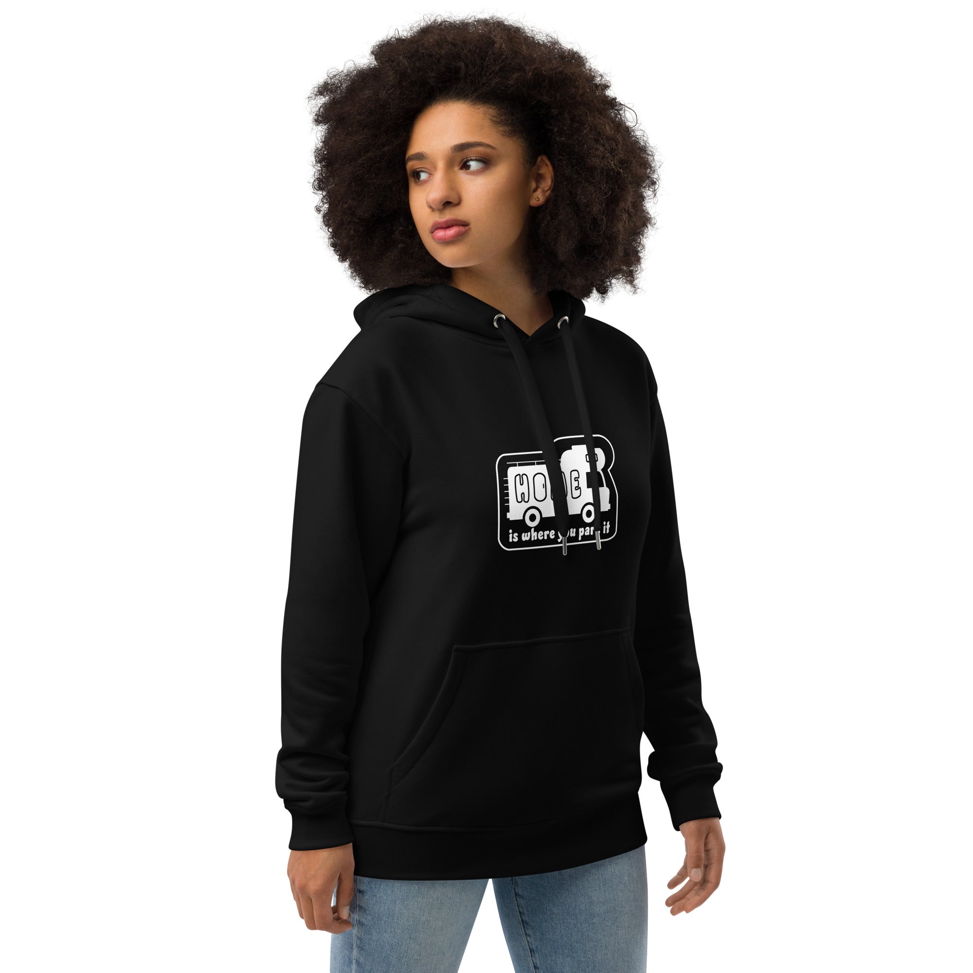 Premium eco hoodie Vintage Campers: Home is where you park it (front & back)