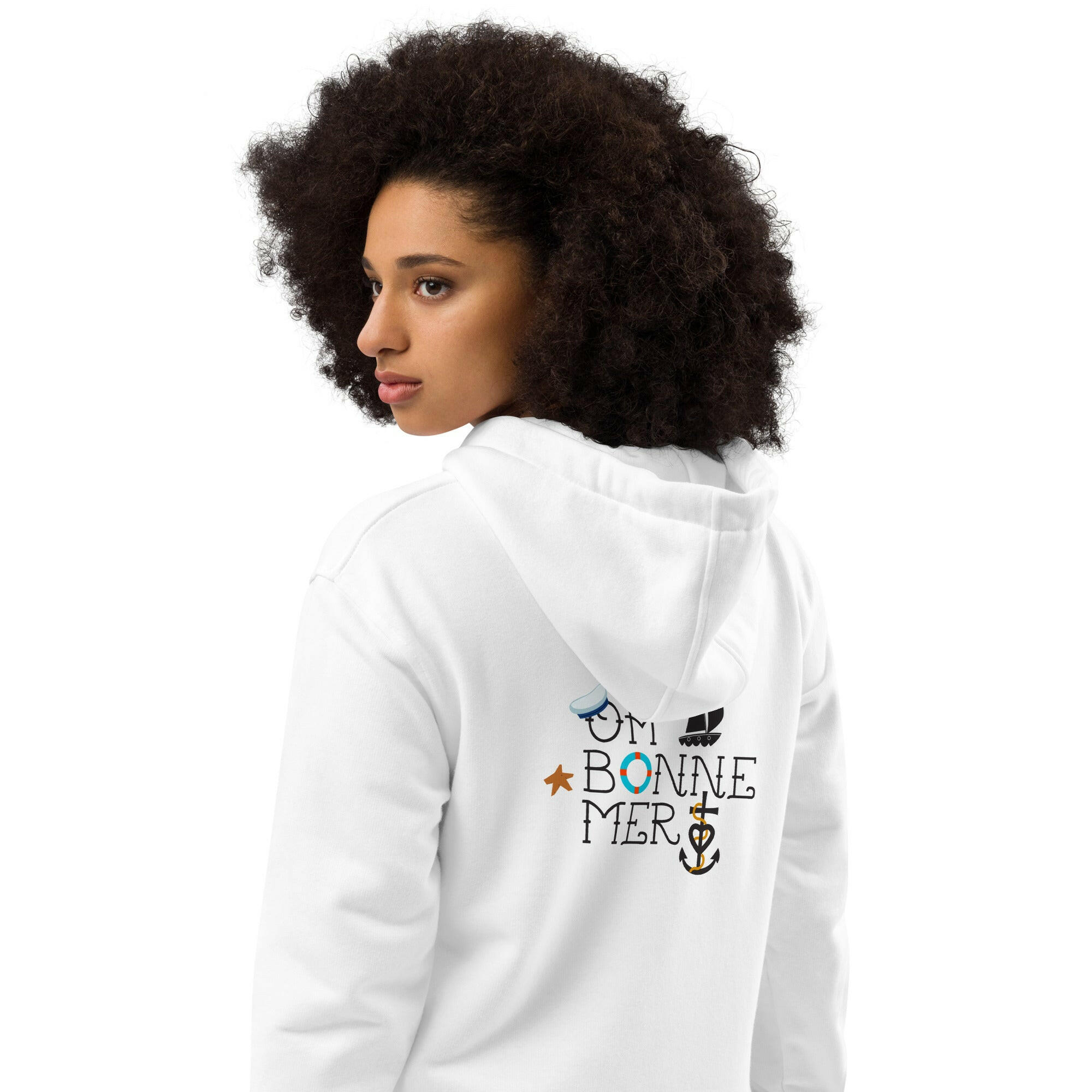 Sweat à capuche premium écologique Oh Bonne Mer 3 grand motif dans le dos