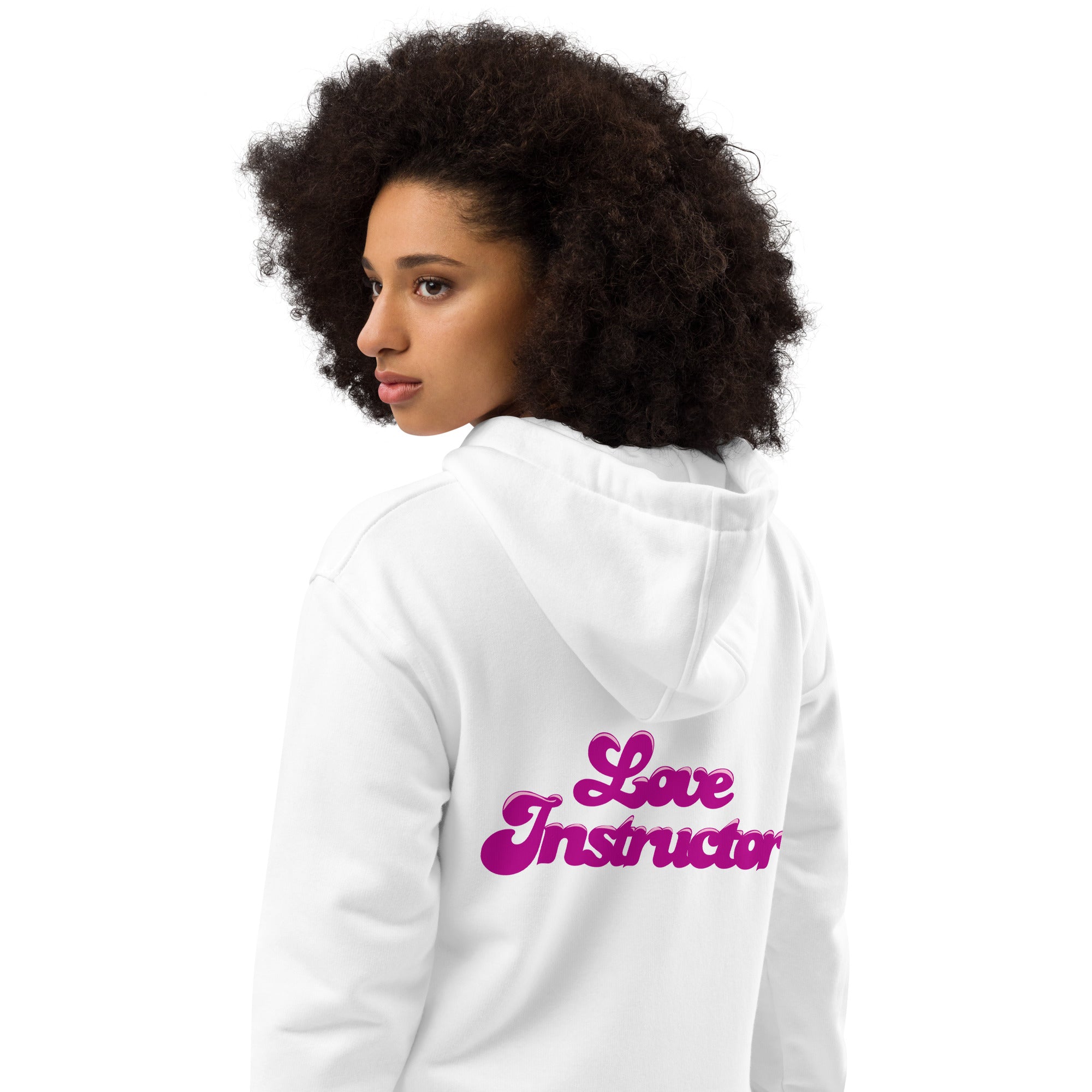 Sweat à capuche premium écologique Love Instructor Flamingo (face & dos)