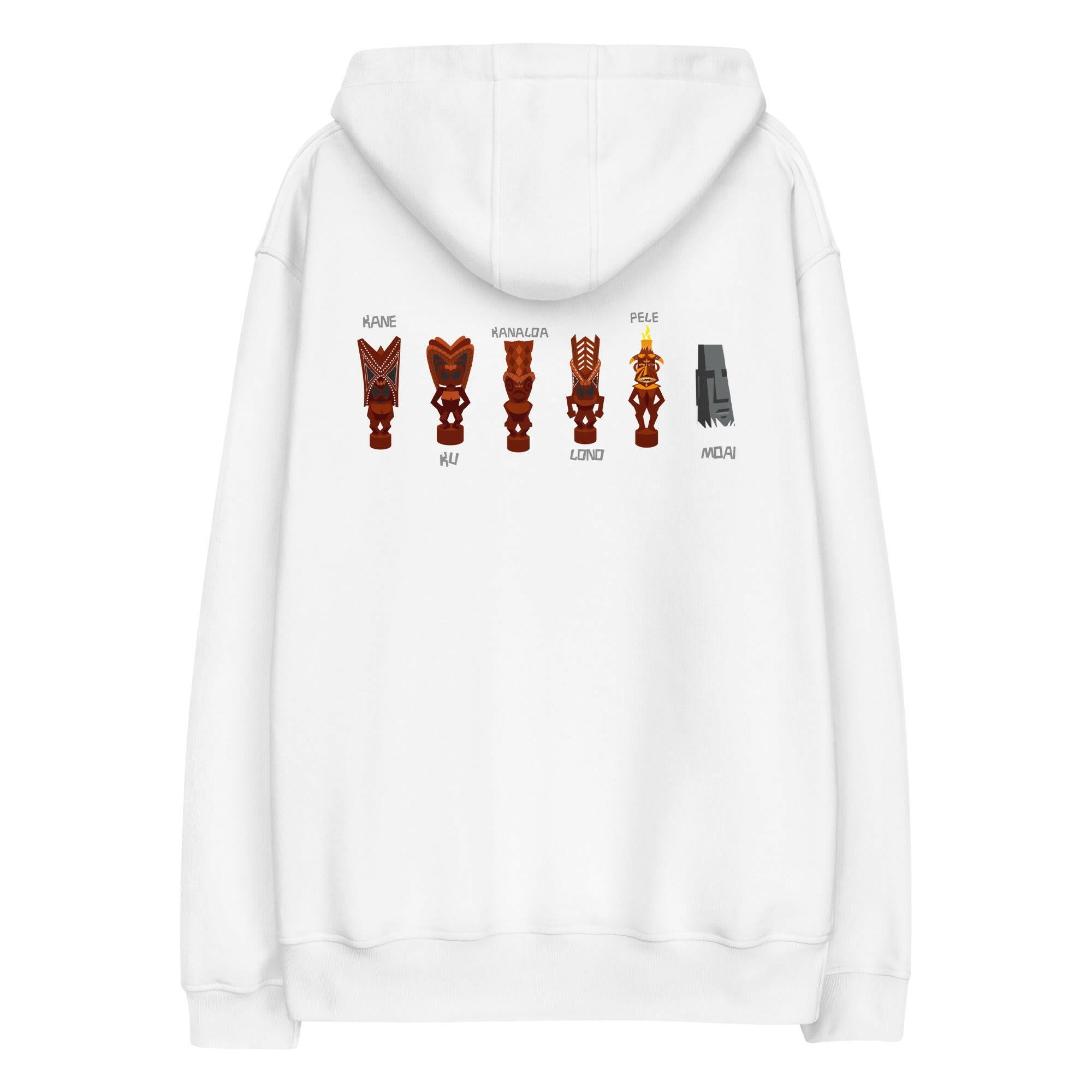 Sweat à capuche premium écologique Ku Tiki God (face) + Tiki Gods (dos)
